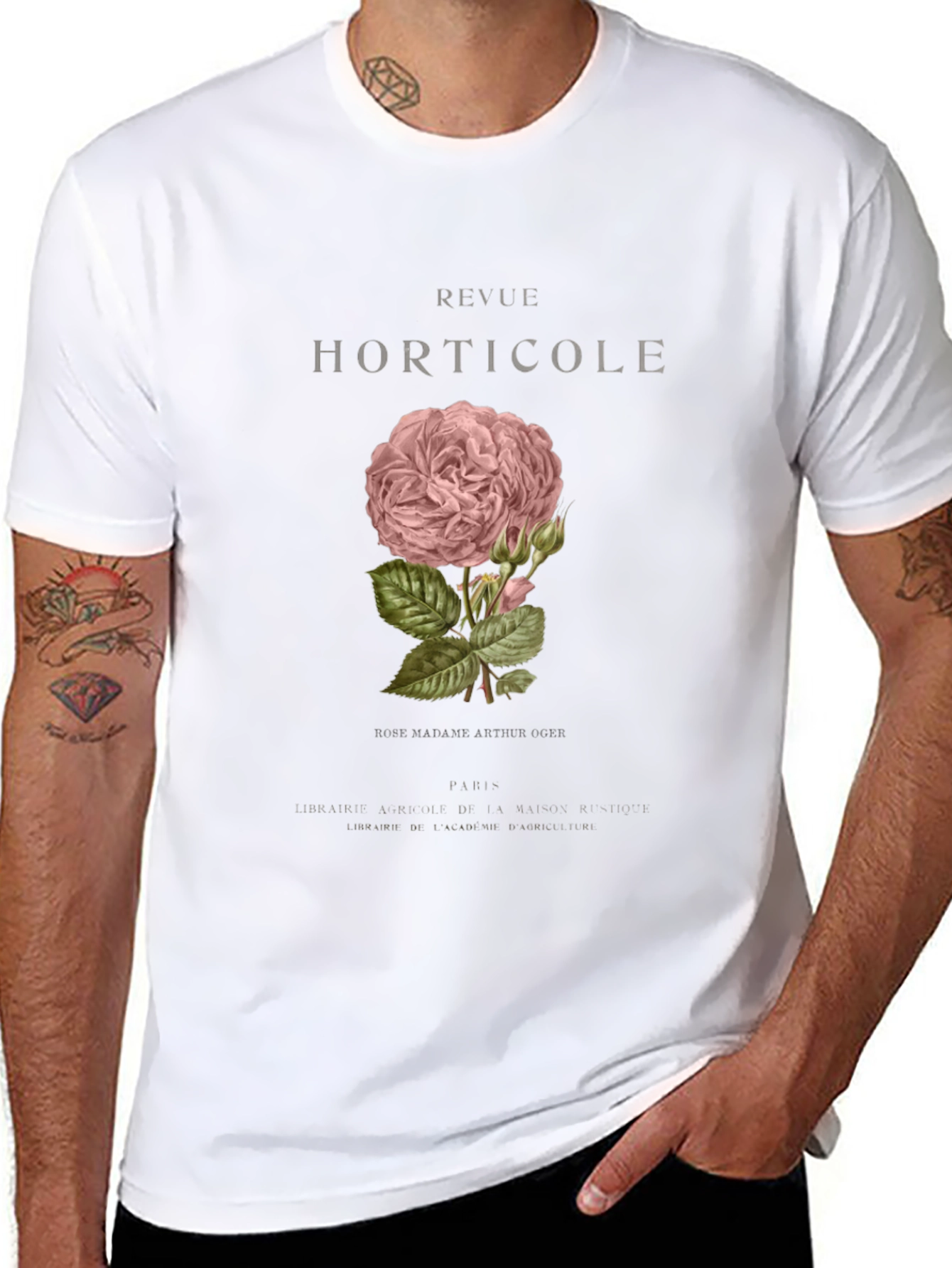 Botanical Rose Graphic Black T-Shirt