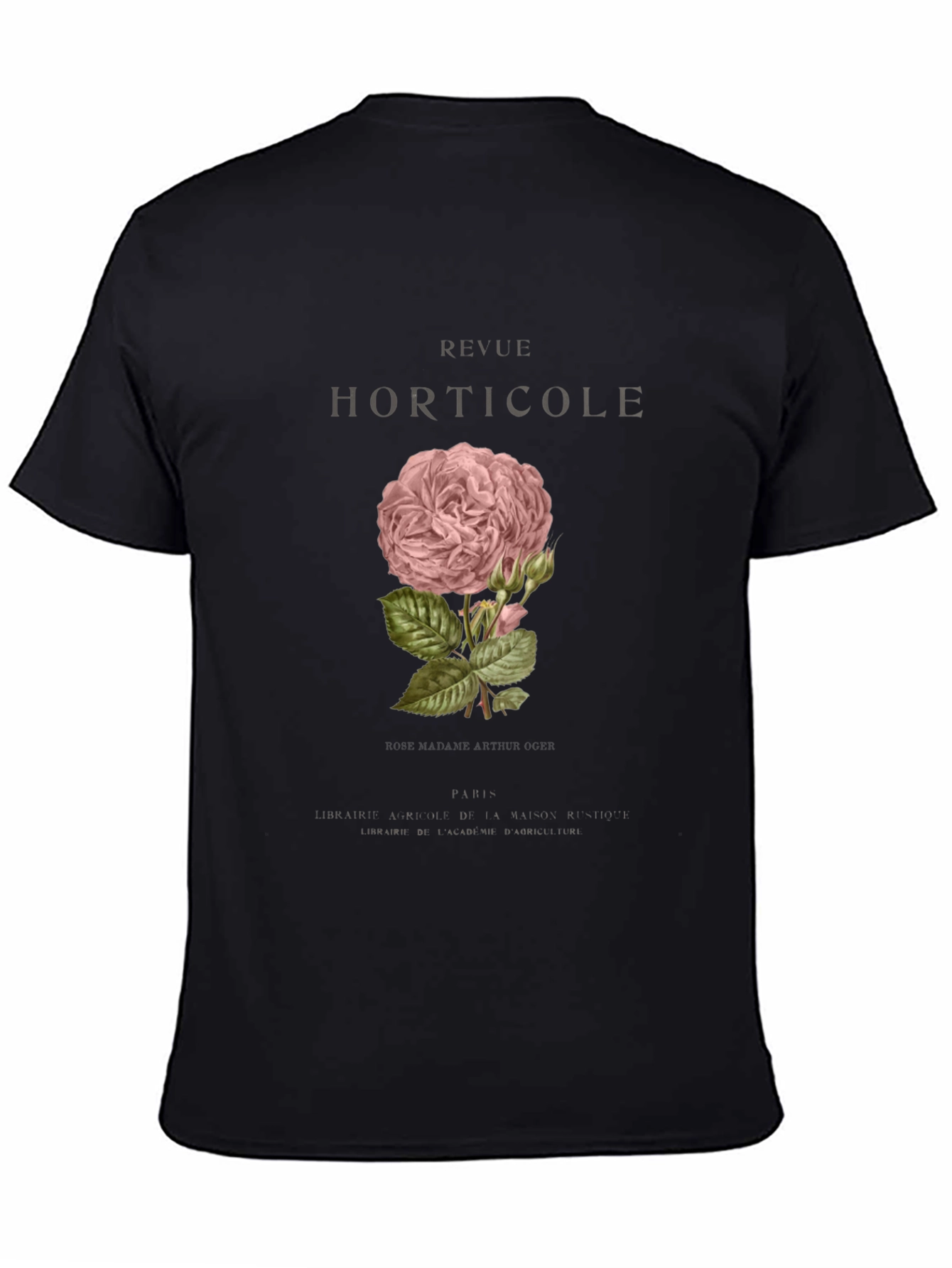 Botanical Rose Graphic Black T-Shirt