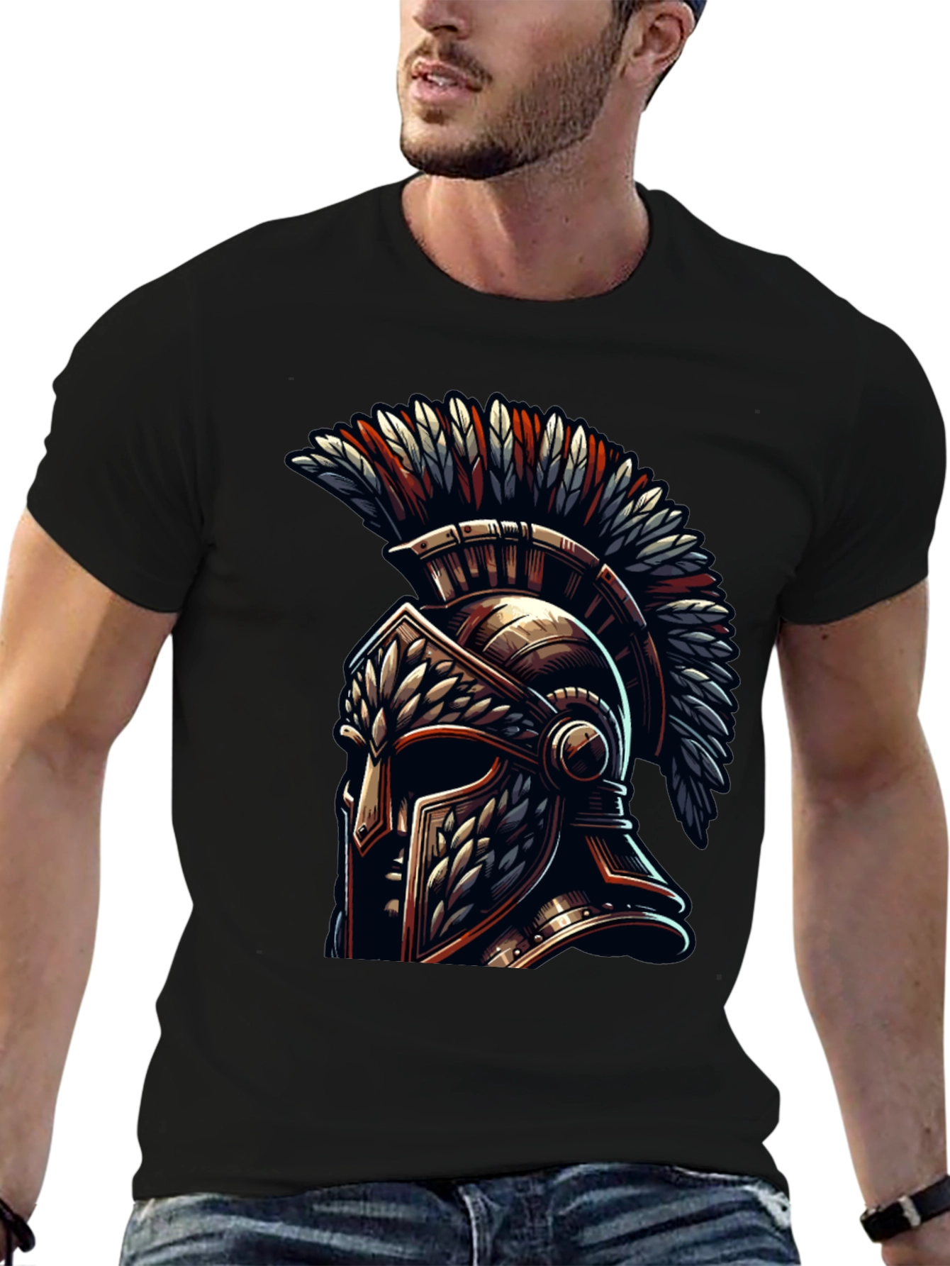 Spartan Warrior Helmet Graphic T-Shirt