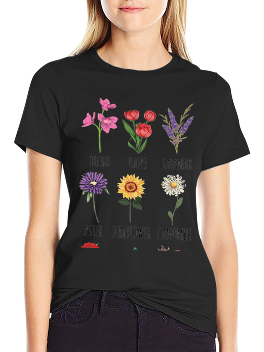 Botanical Flower T-Shirt: Orchid Tulips Lavender & More