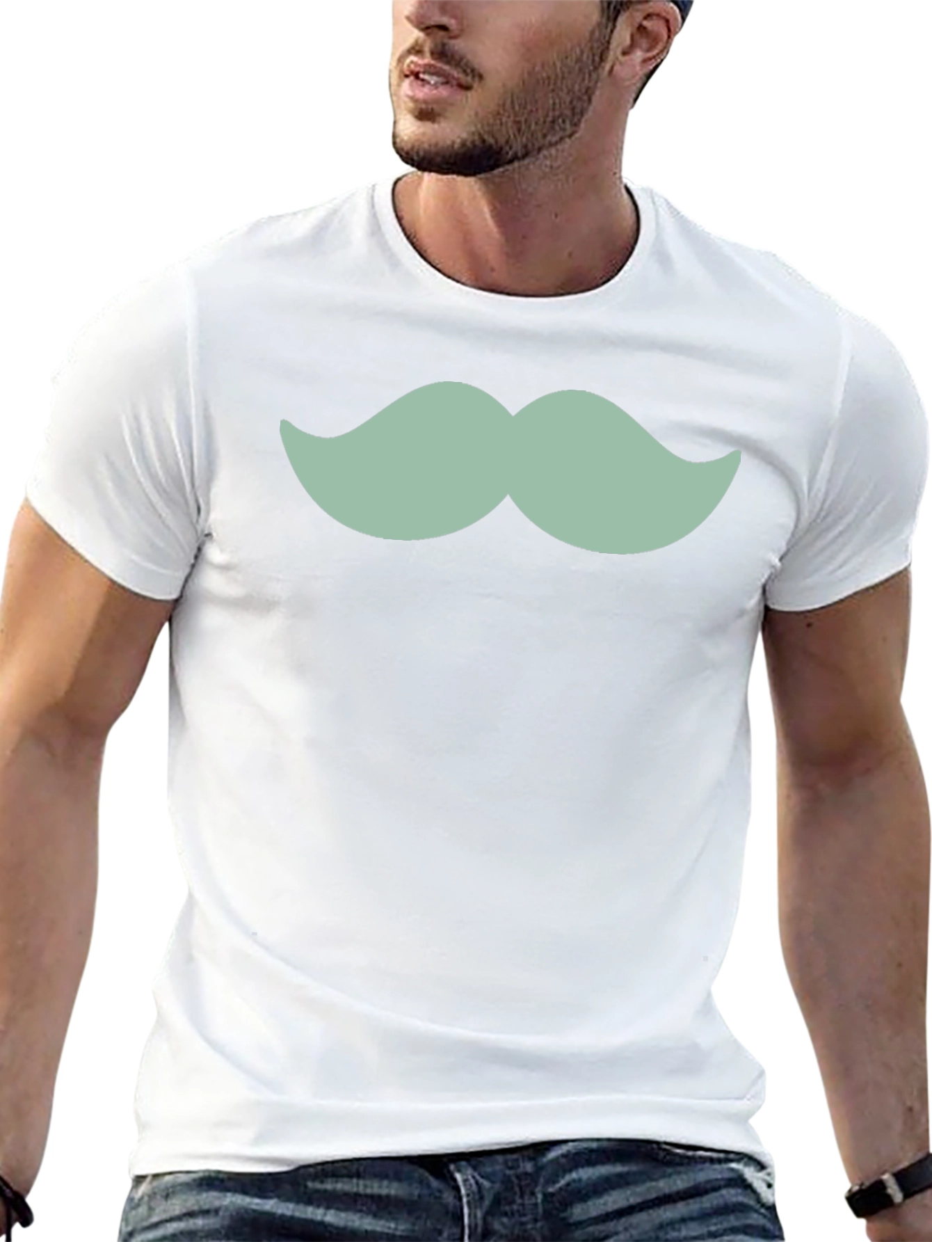 Fun Mustache Graphic T-Shirt - Casual Black Tee