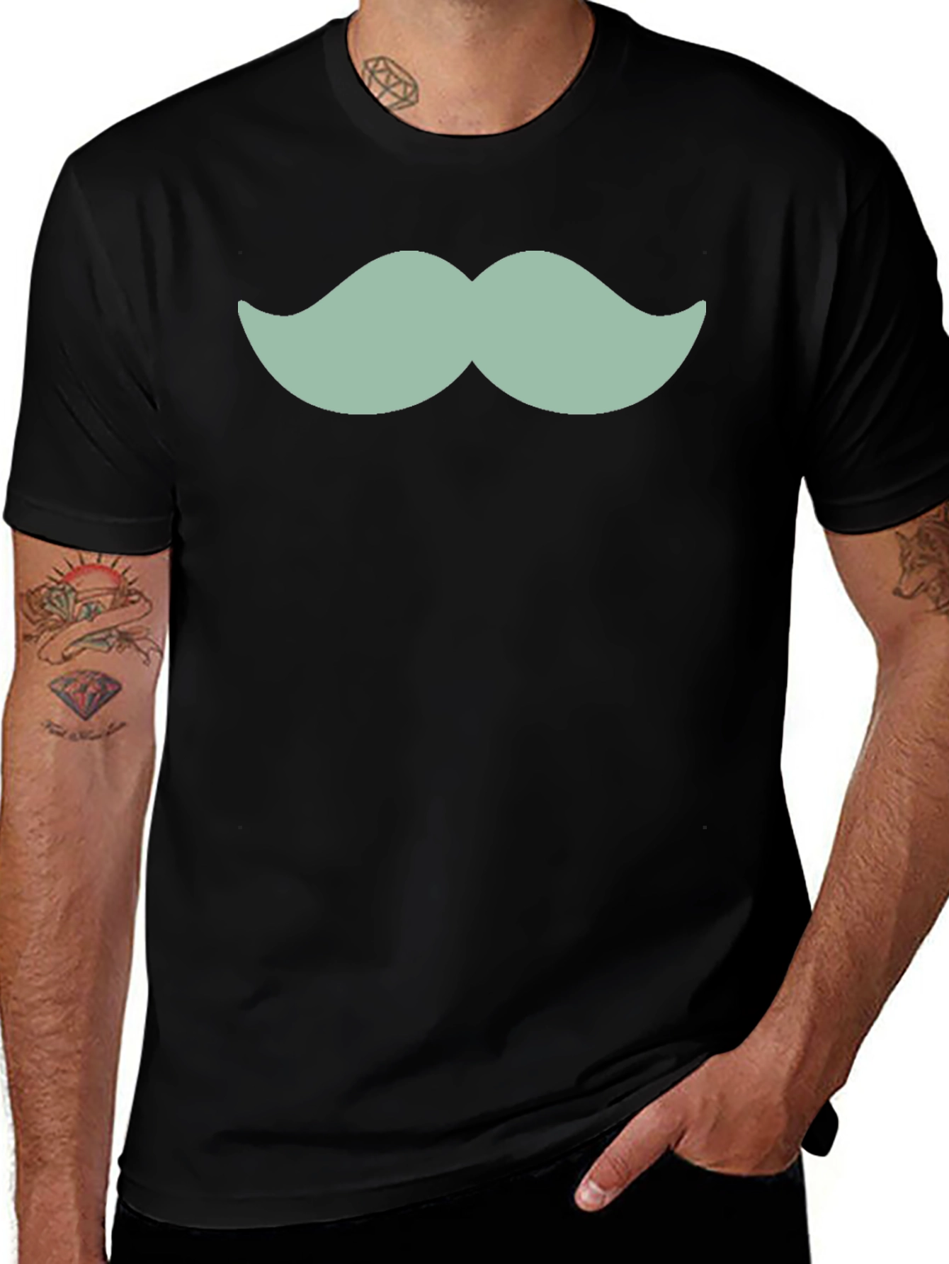 Fun Mustache Graphic T-Shirt - Casual Black Tee
