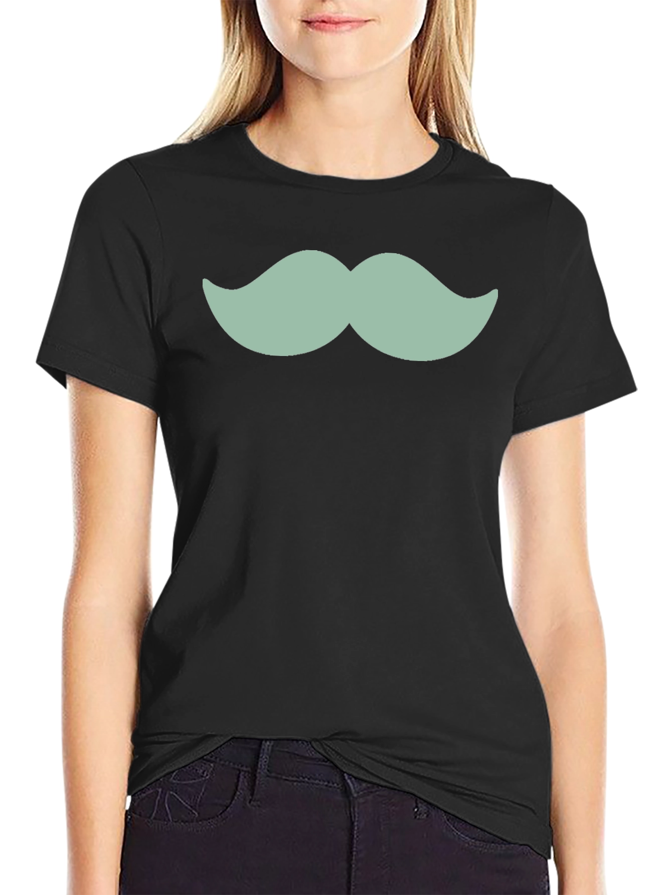 Fun Mustache Graphic T-Shirt - Casual Black Tee
