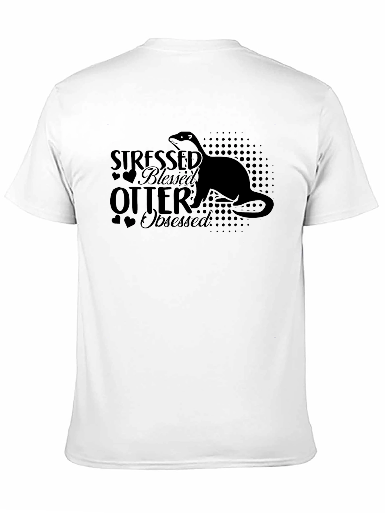 Stressed Blessed Otter Obsessed Black T-Shirt
