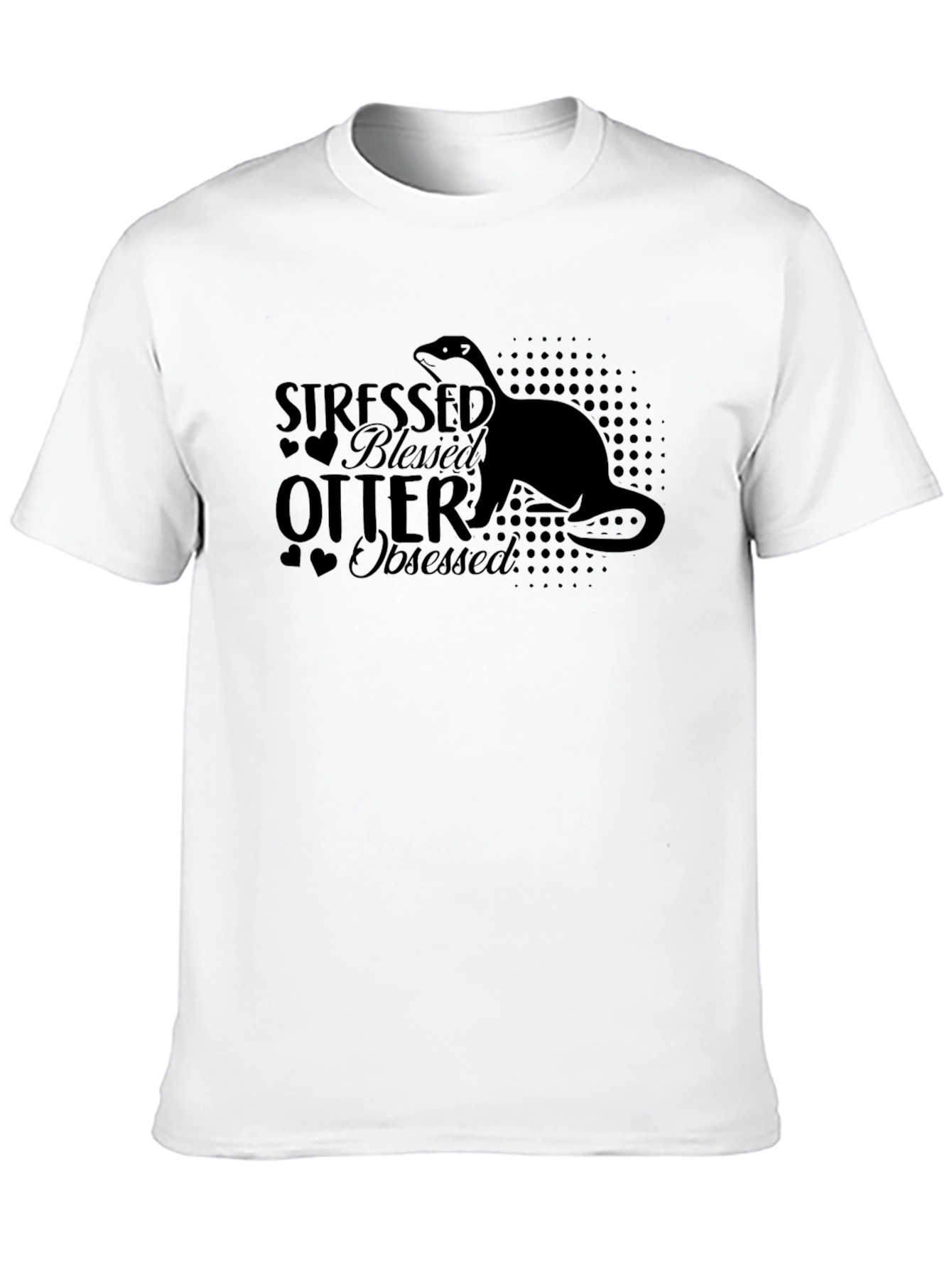 Stressed Blessed Otter Obsessed Black T-Shirt