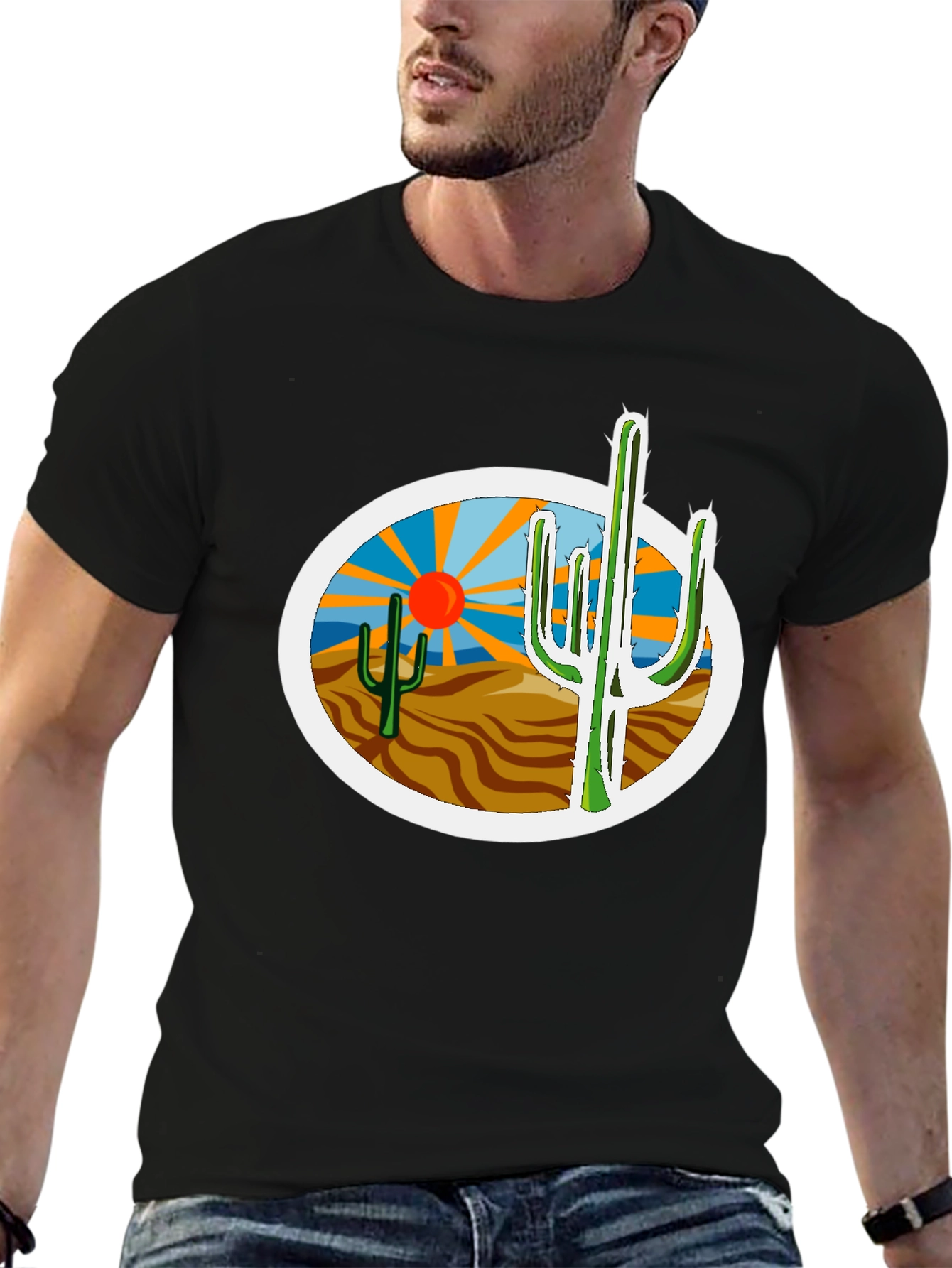 Desert Cactus Graphic Tee - Western Style Shirt