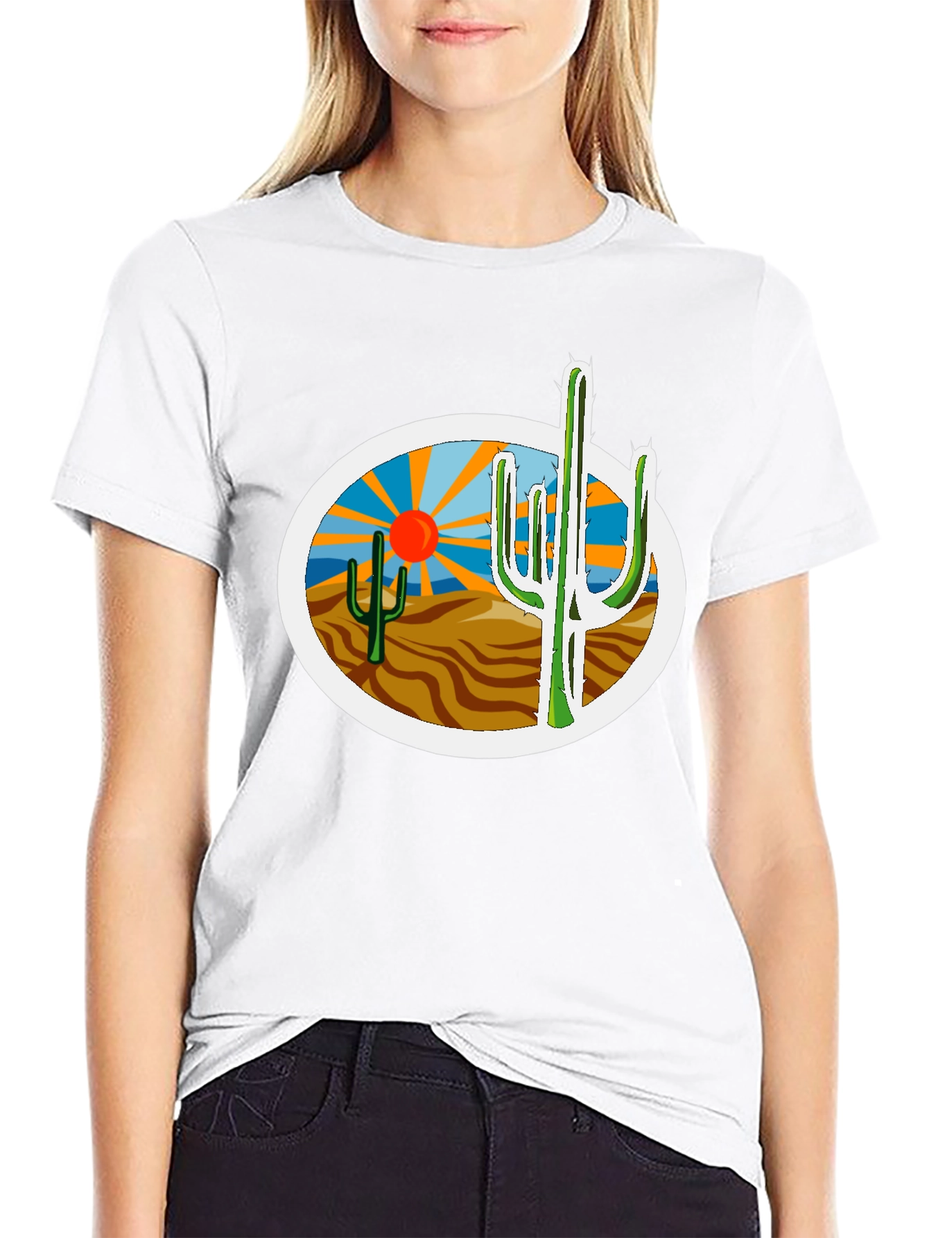 Desert Cactus Graphic Tee - Western Style Shirt