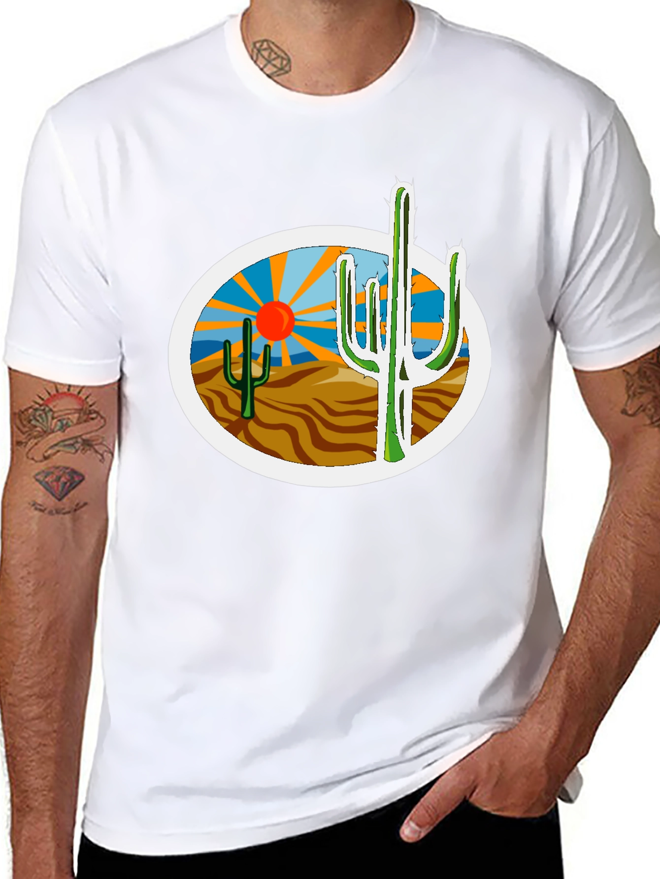 Desert Cactus Graphic Tee - Western Style Shirt