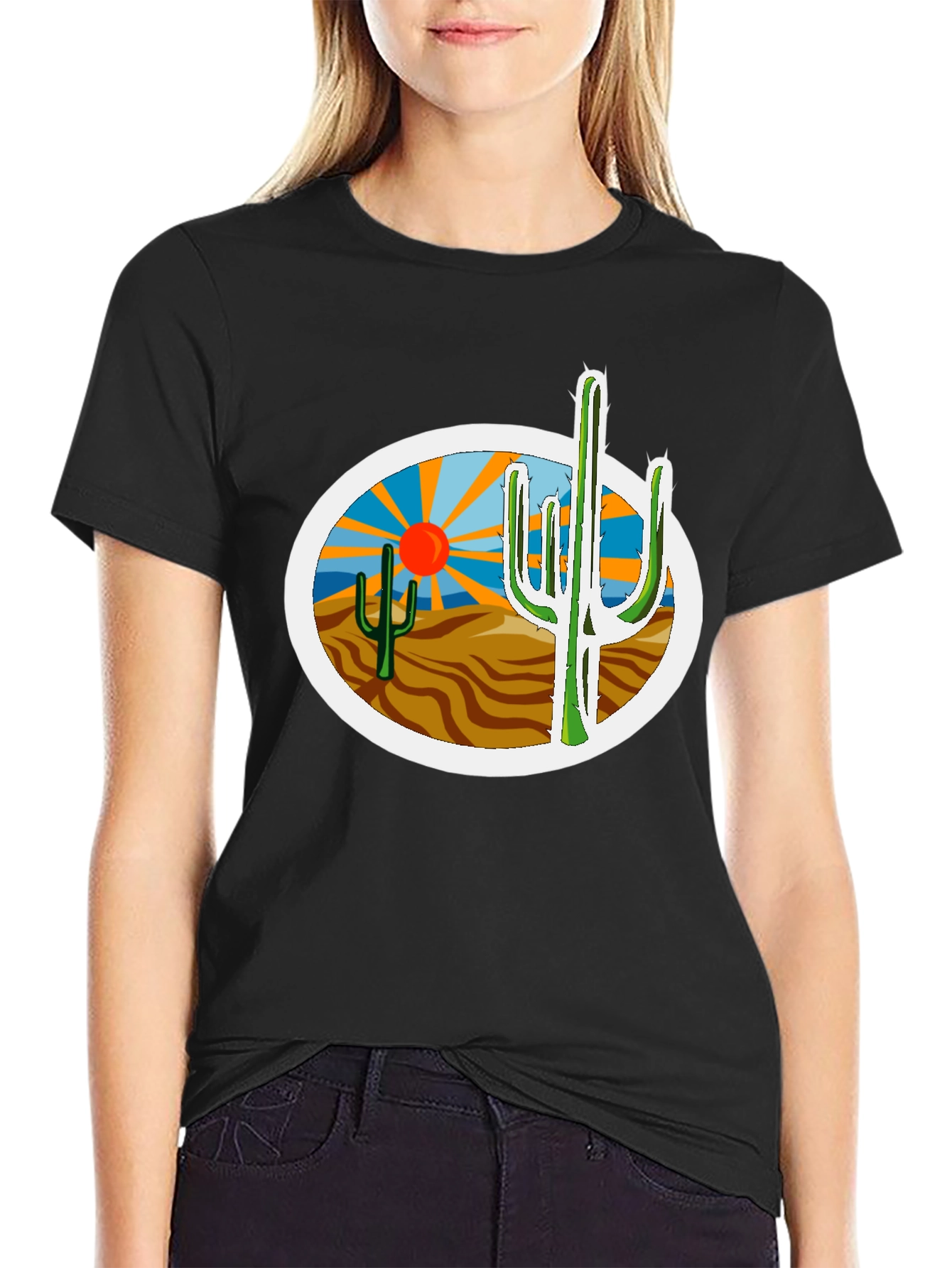 Desert Cactus Graphic Tee - Western Style Shirt