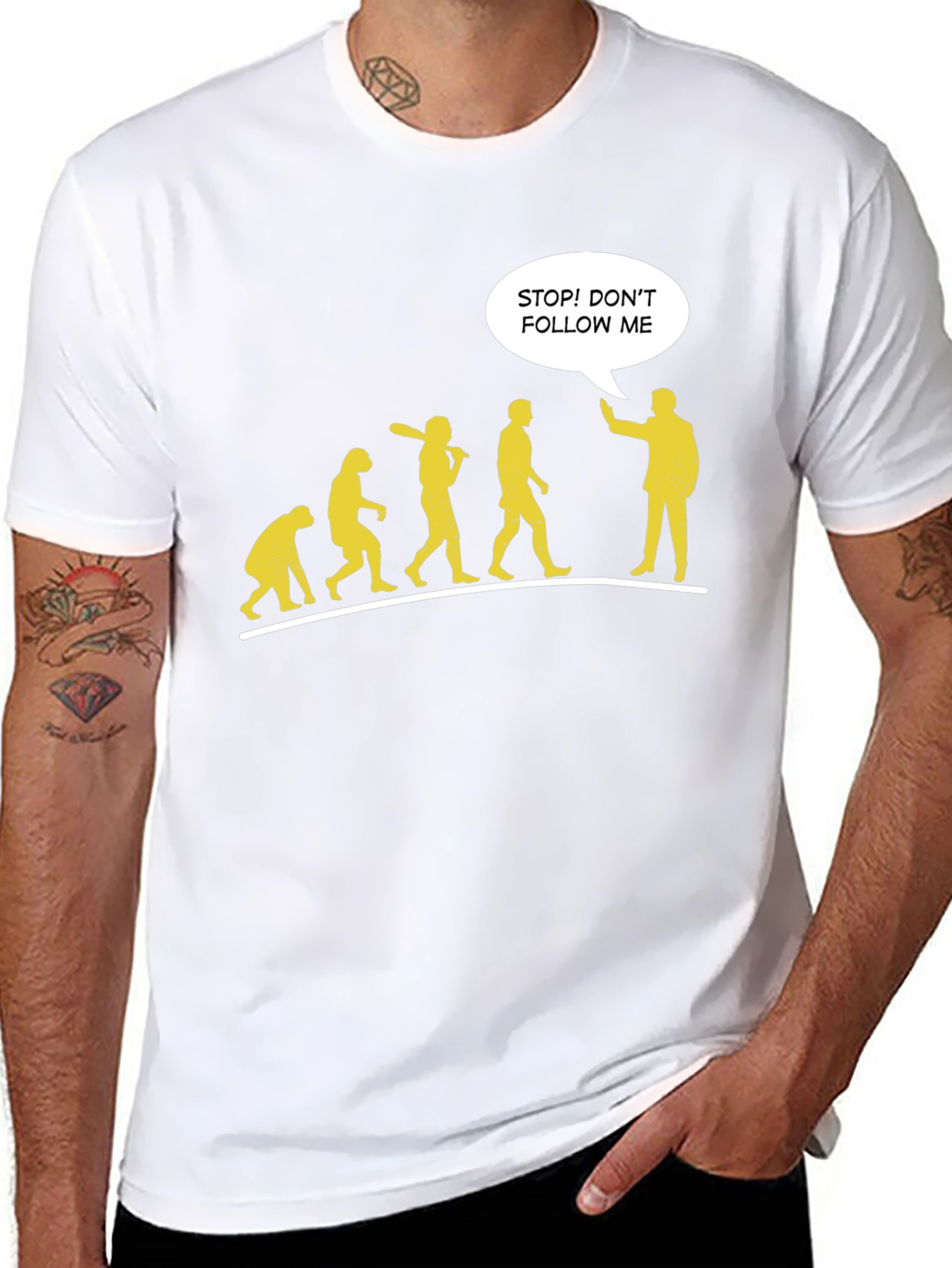 Funny Evolution T-Shirt - Stop! Dont Follow Me