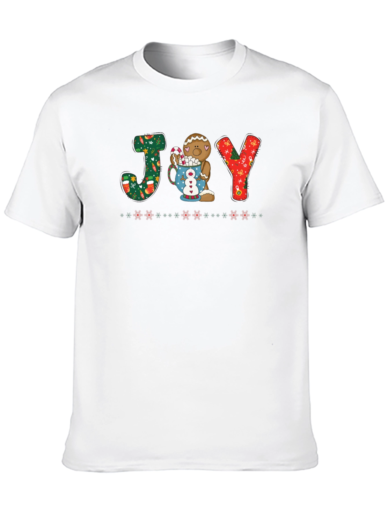 Festive JOY Gingerbread Christmas T-Shirt