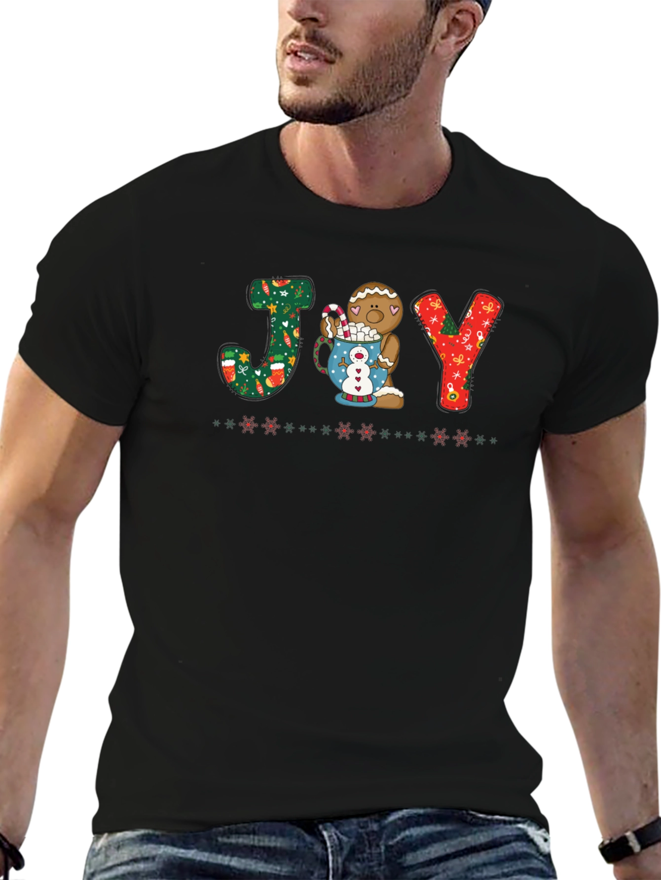 Festive JOY Gingerbread Christmas T-Shirt