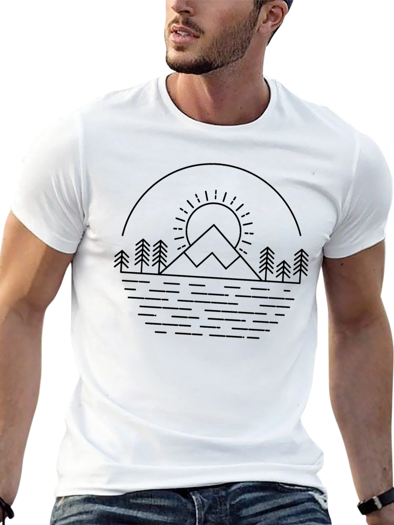 Minimalist Mountain Scene T-Shirt