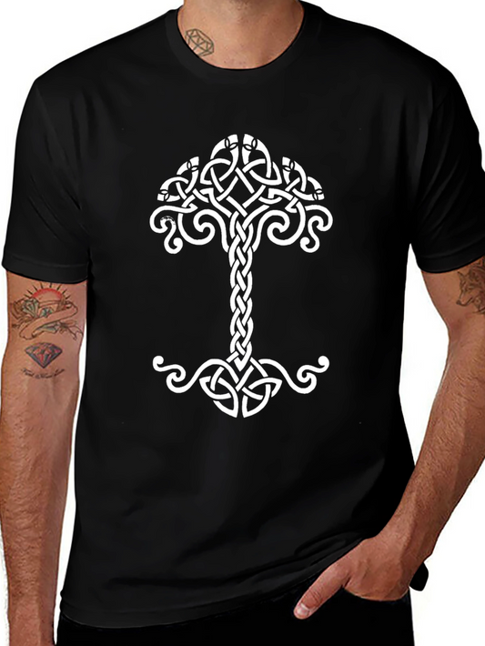 Yggdrasil Tree of Life Celtic Knot Black T-Shirt