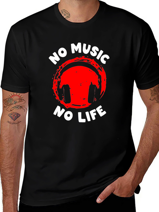 No Music No Life Graphic Tee - Premium Cotton