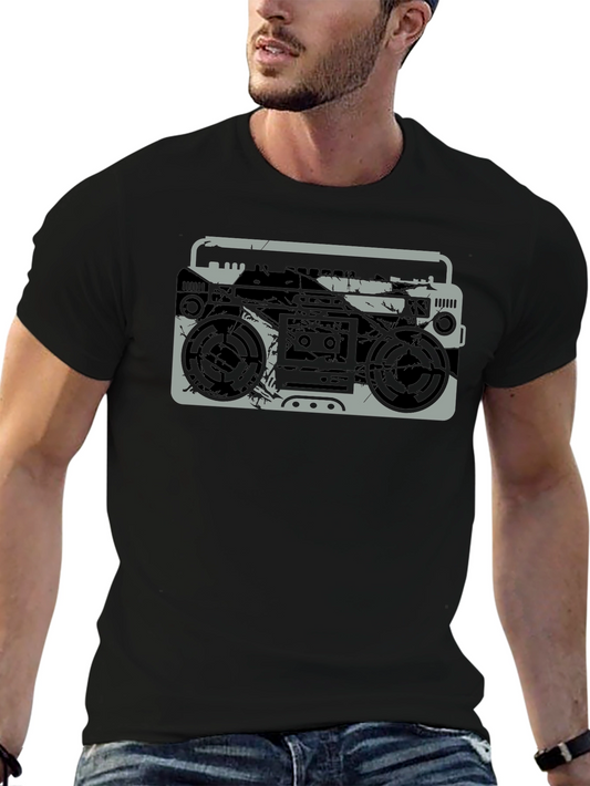 Vintage Boombox Graphic T-Shirt - Black