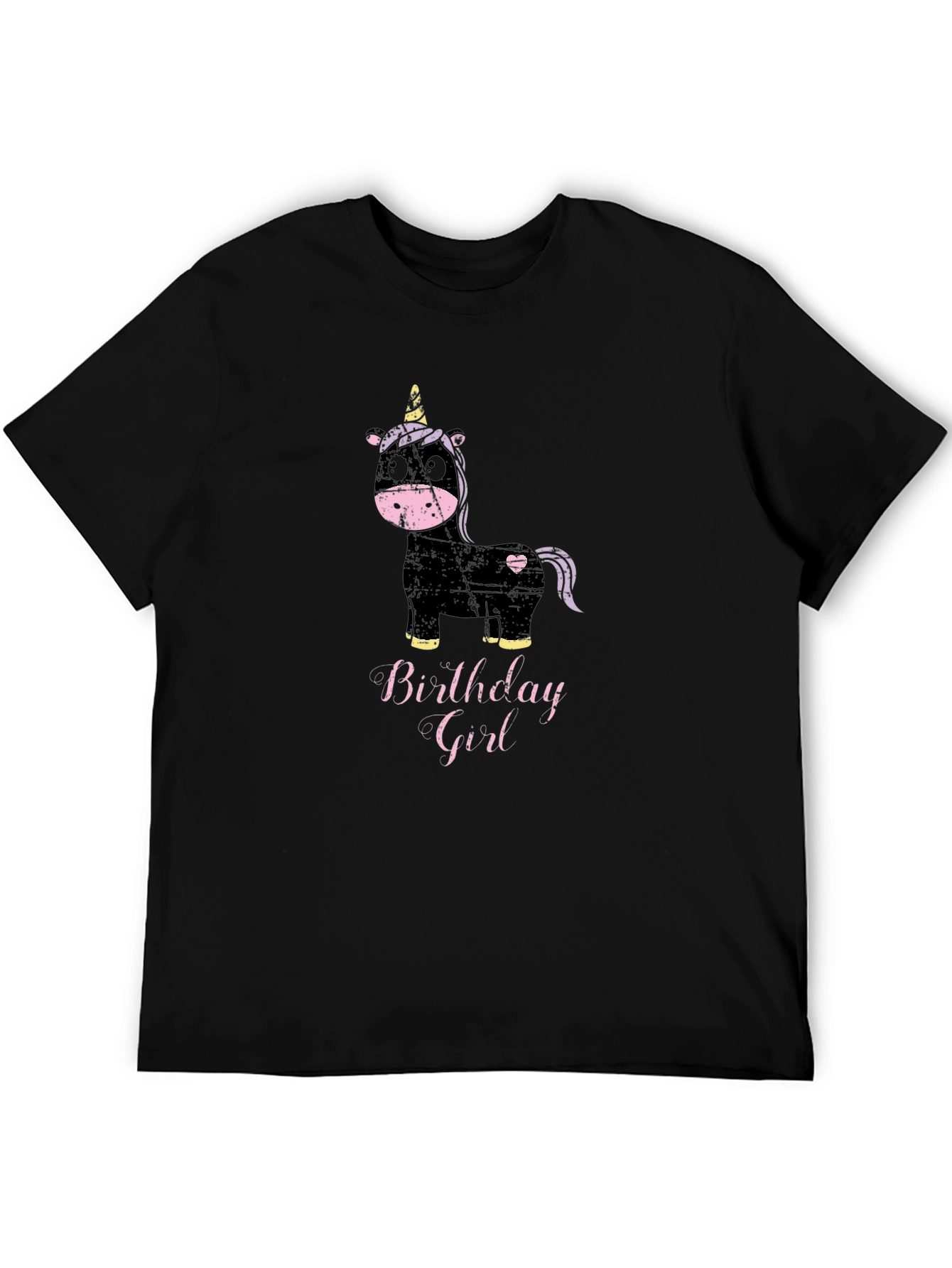 Birthday Girl Unicorn T-Shirt - Black