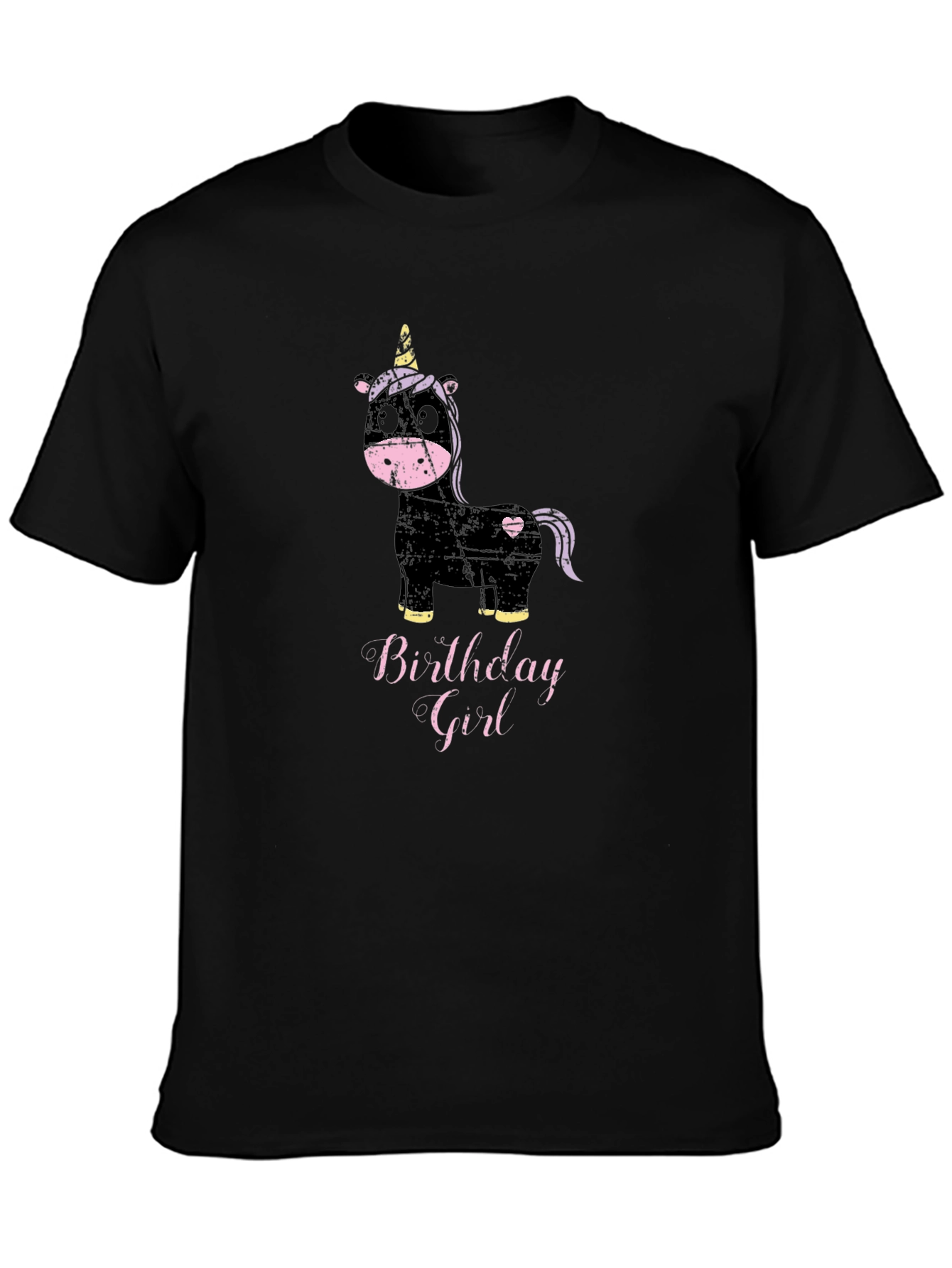 Birthday Girl Unicorn T-Shirt - Black