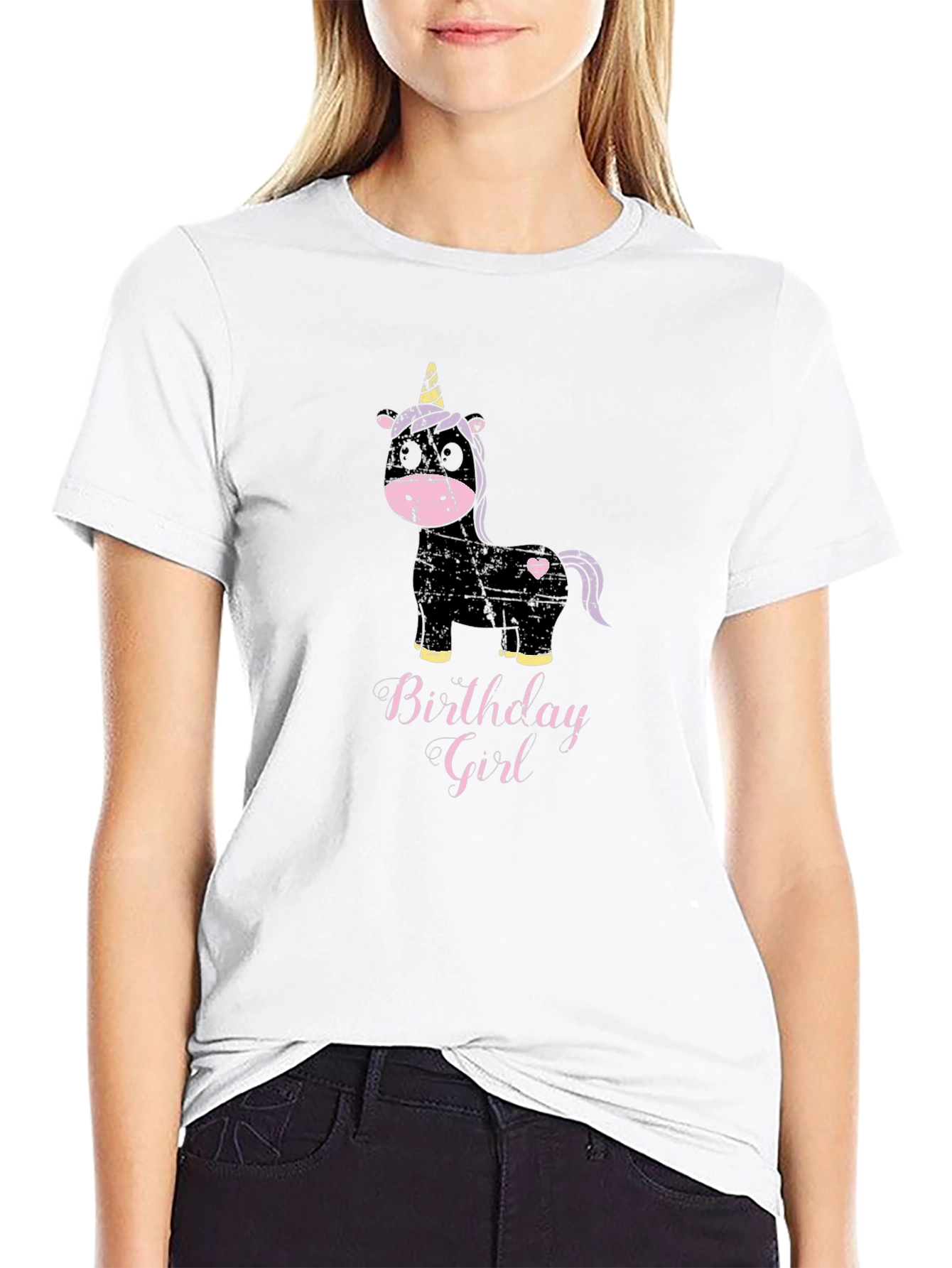 Birthday Girl Unicorn T-Shirt - Black