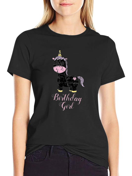 Birthday Girl Unicorn T-Shirt - Black