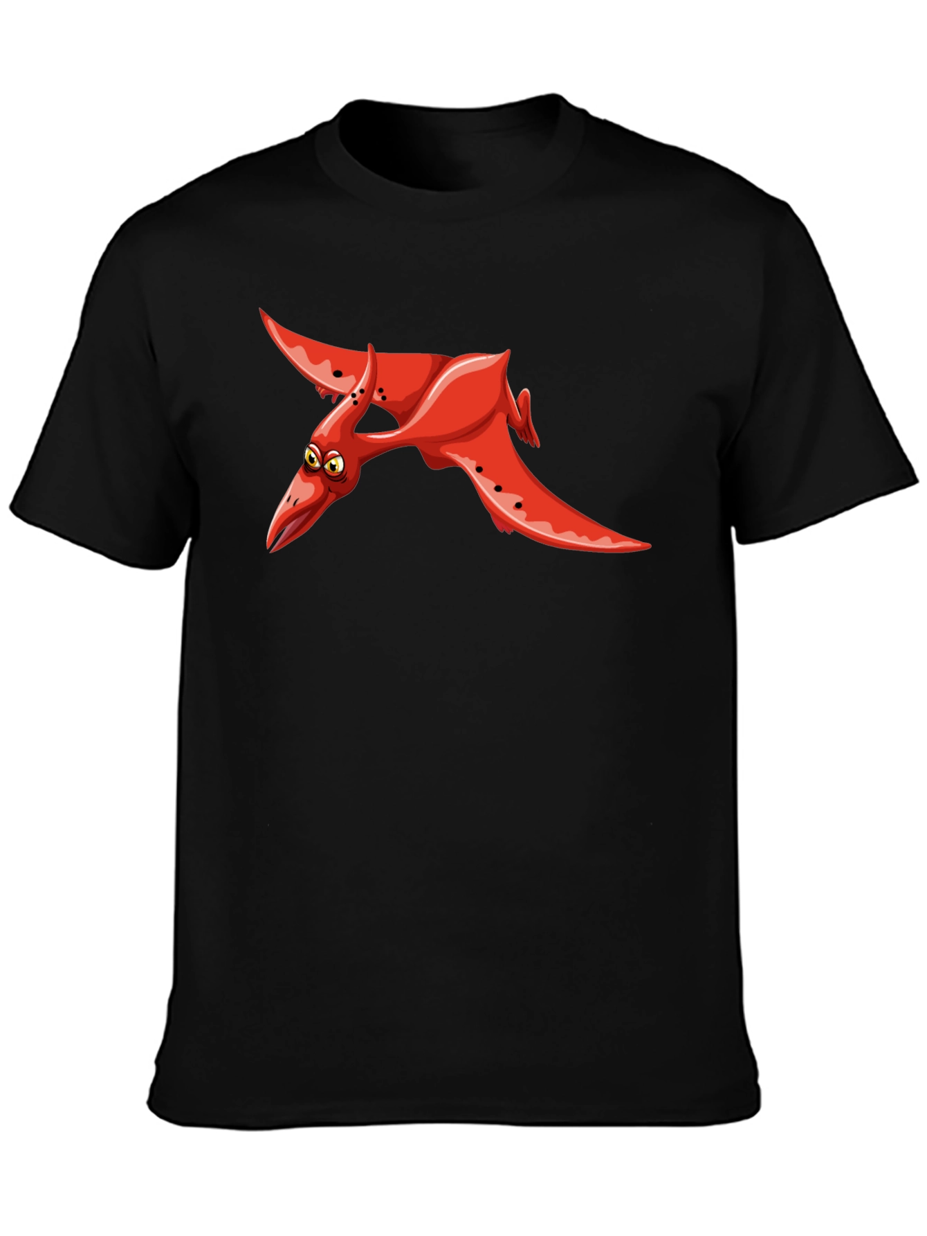 Red Pterodactyl Graphic Black T-Shirt