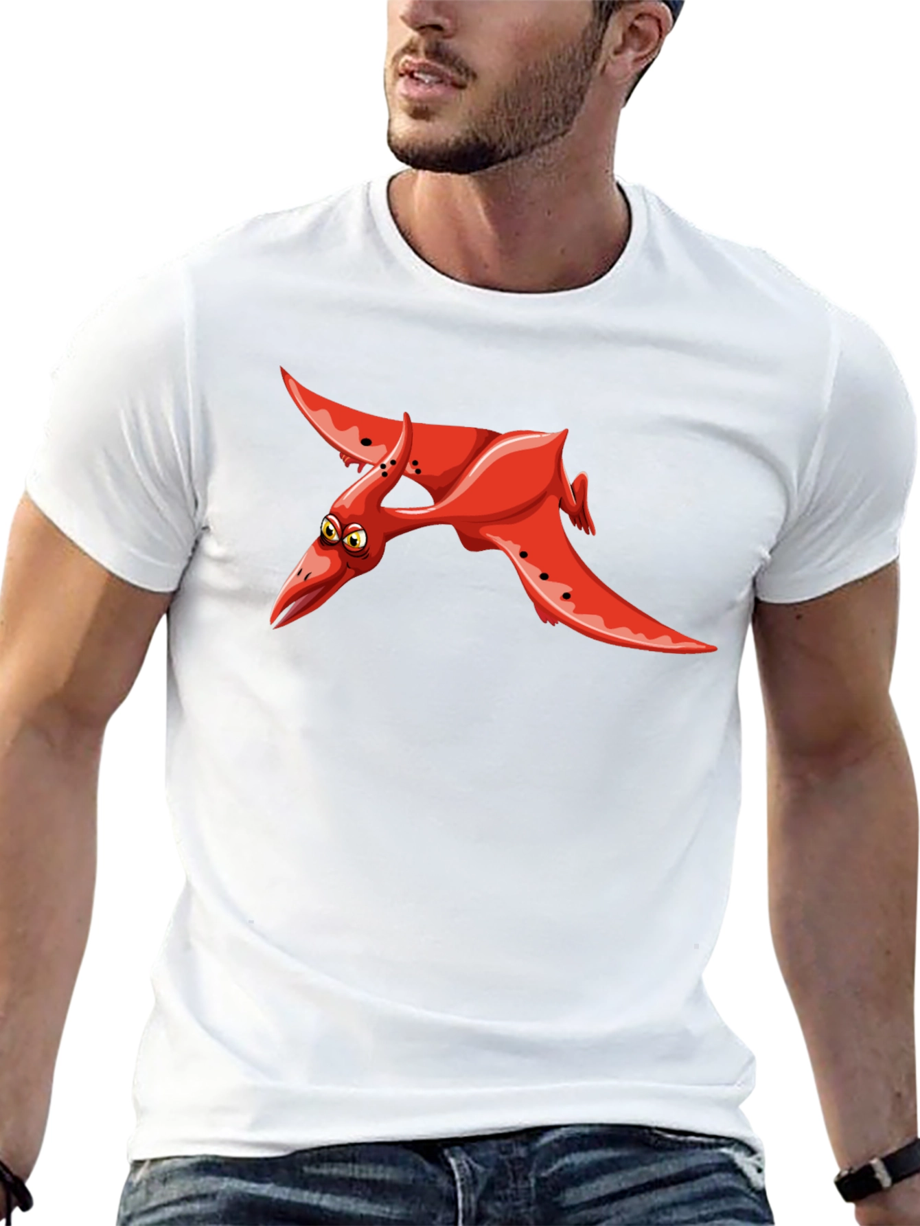 Red Pterodactyl Graphic Black T-Shirt