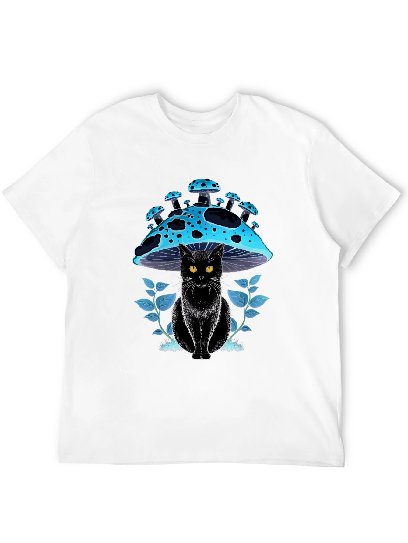 Black Cat Mushroom T-Shirt - Unique Graphic Tee