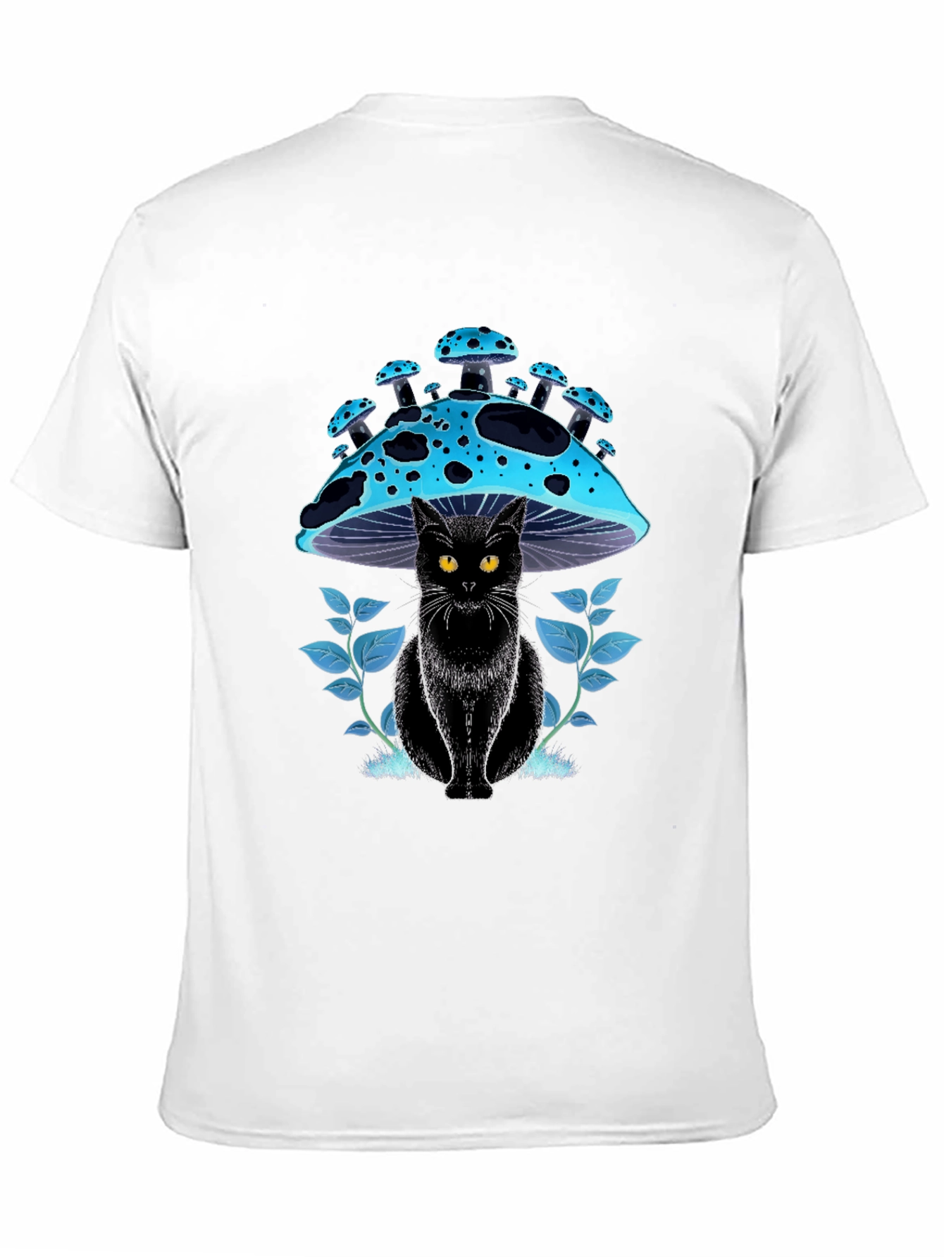 Black Cat Mushroom T-Shirt - Unique Graphic Tee