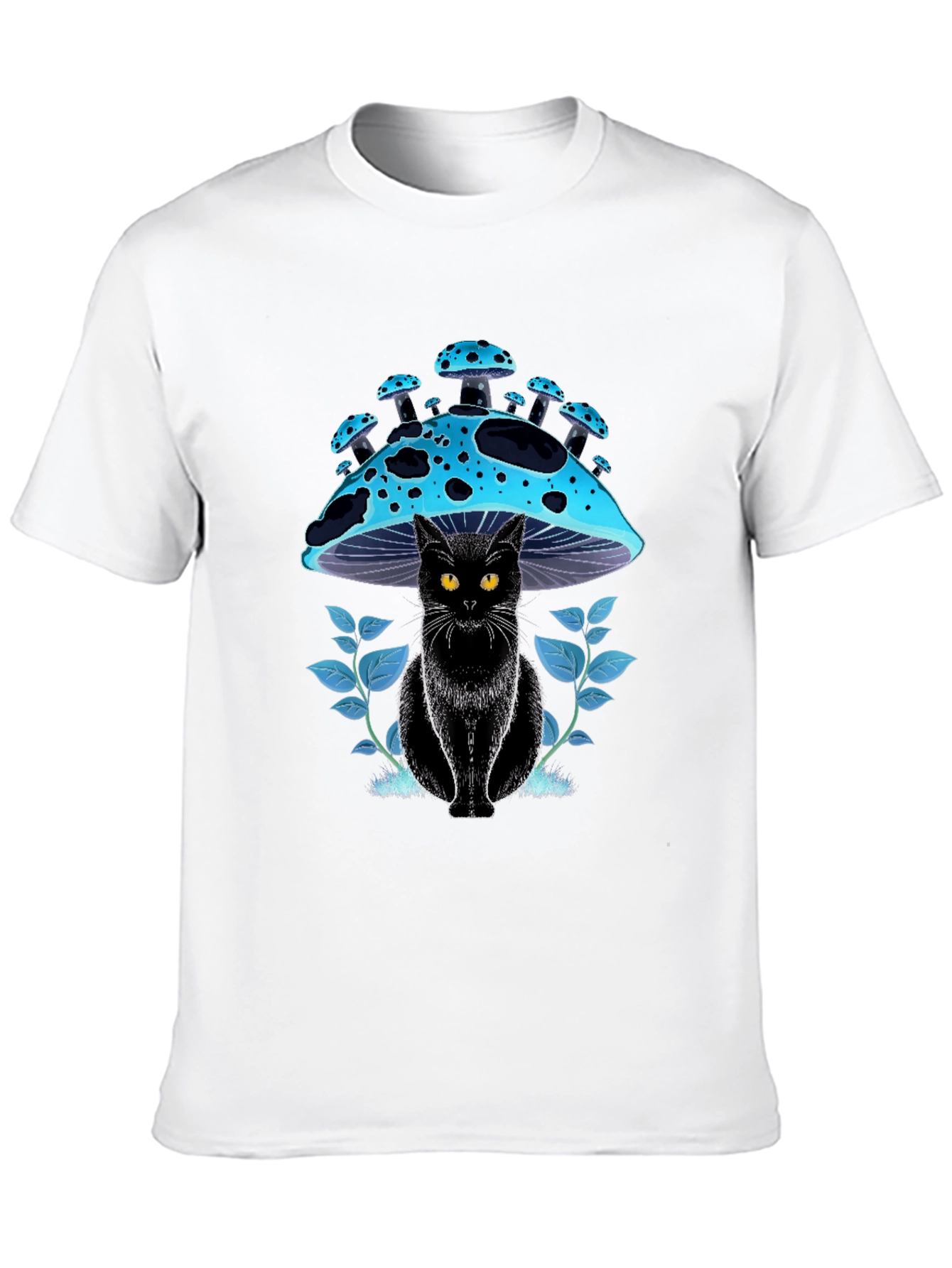 Black Cat Mushroom T-Shirt - Unique Graphic Tee