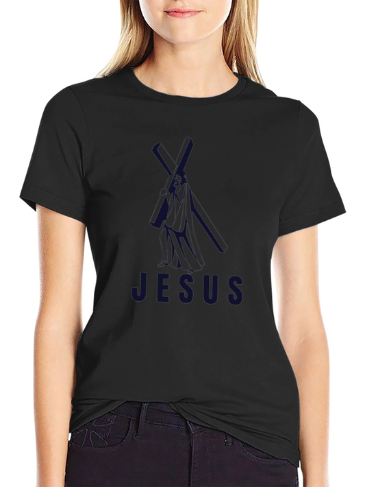Jesus Graphic Print Black T-Shirt