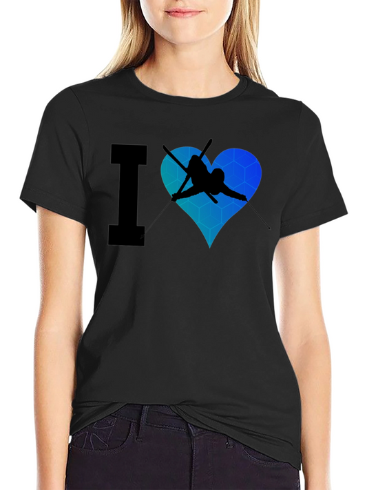 I Heart Skiing Black T-Shirt