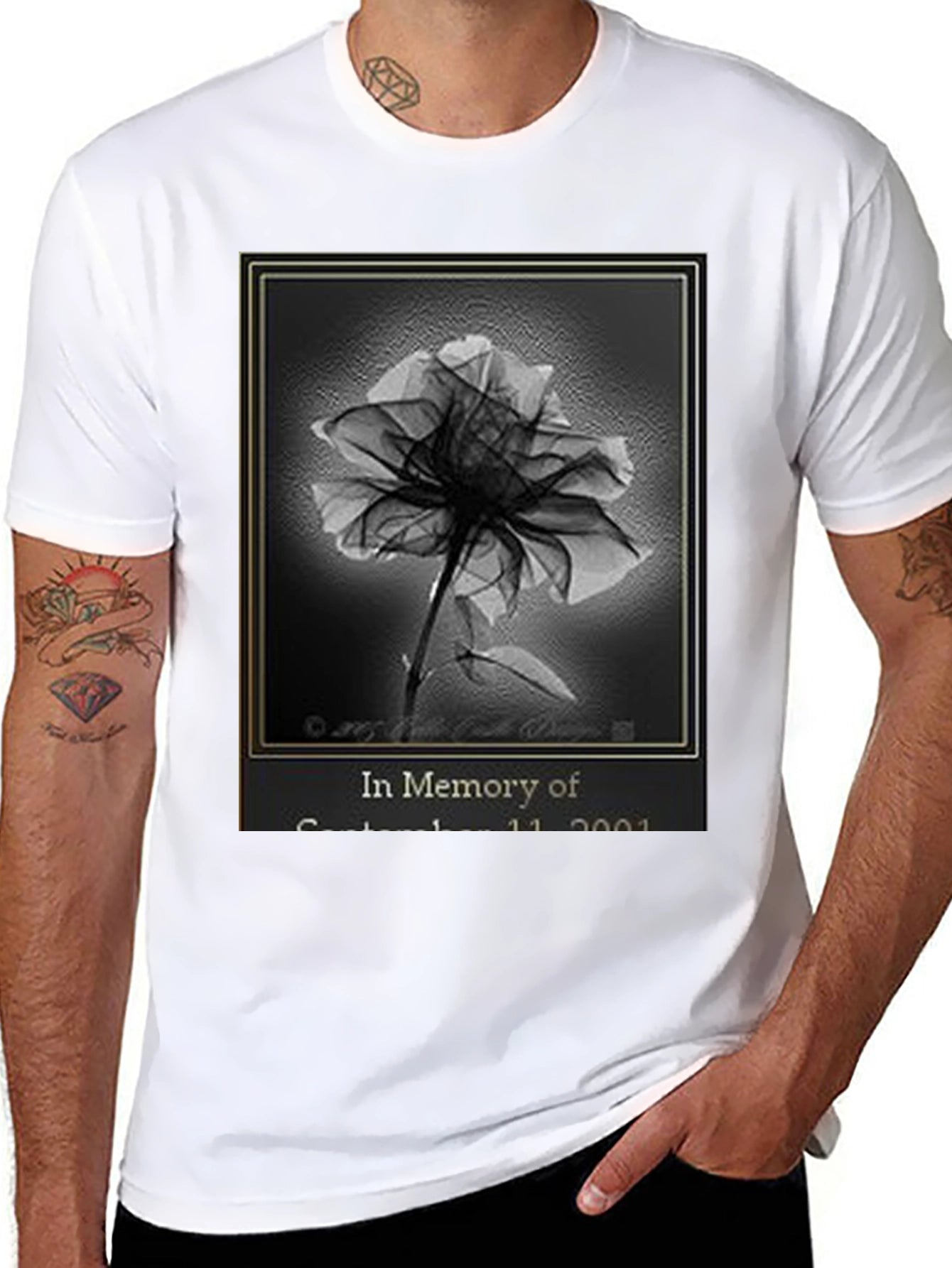 Memorial T-Shirt - 9/11 Rose Design