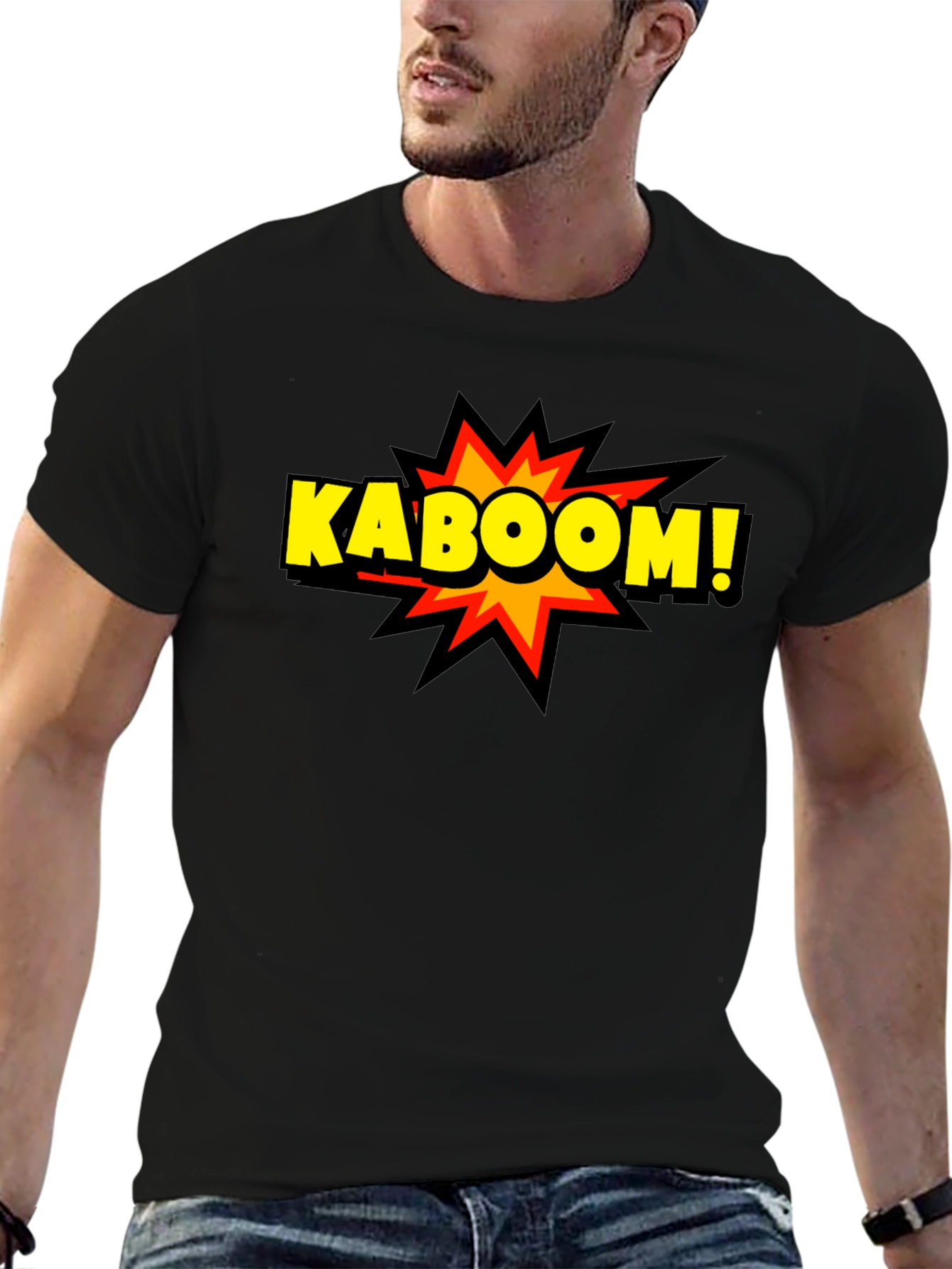 Kaboom! Graphic Print Black T-Shirt