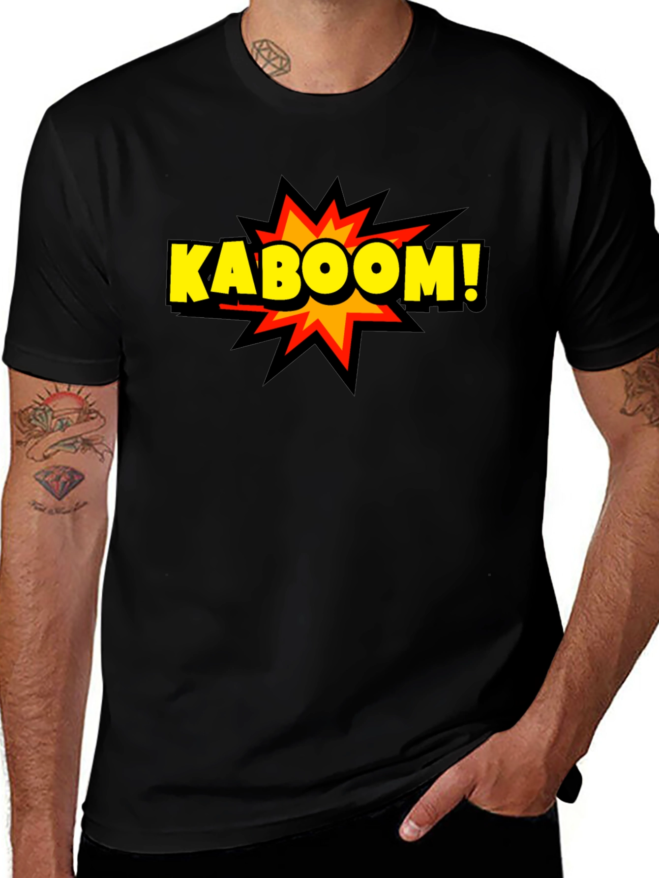 Kaboom! Graphic Print Black T-Shirt