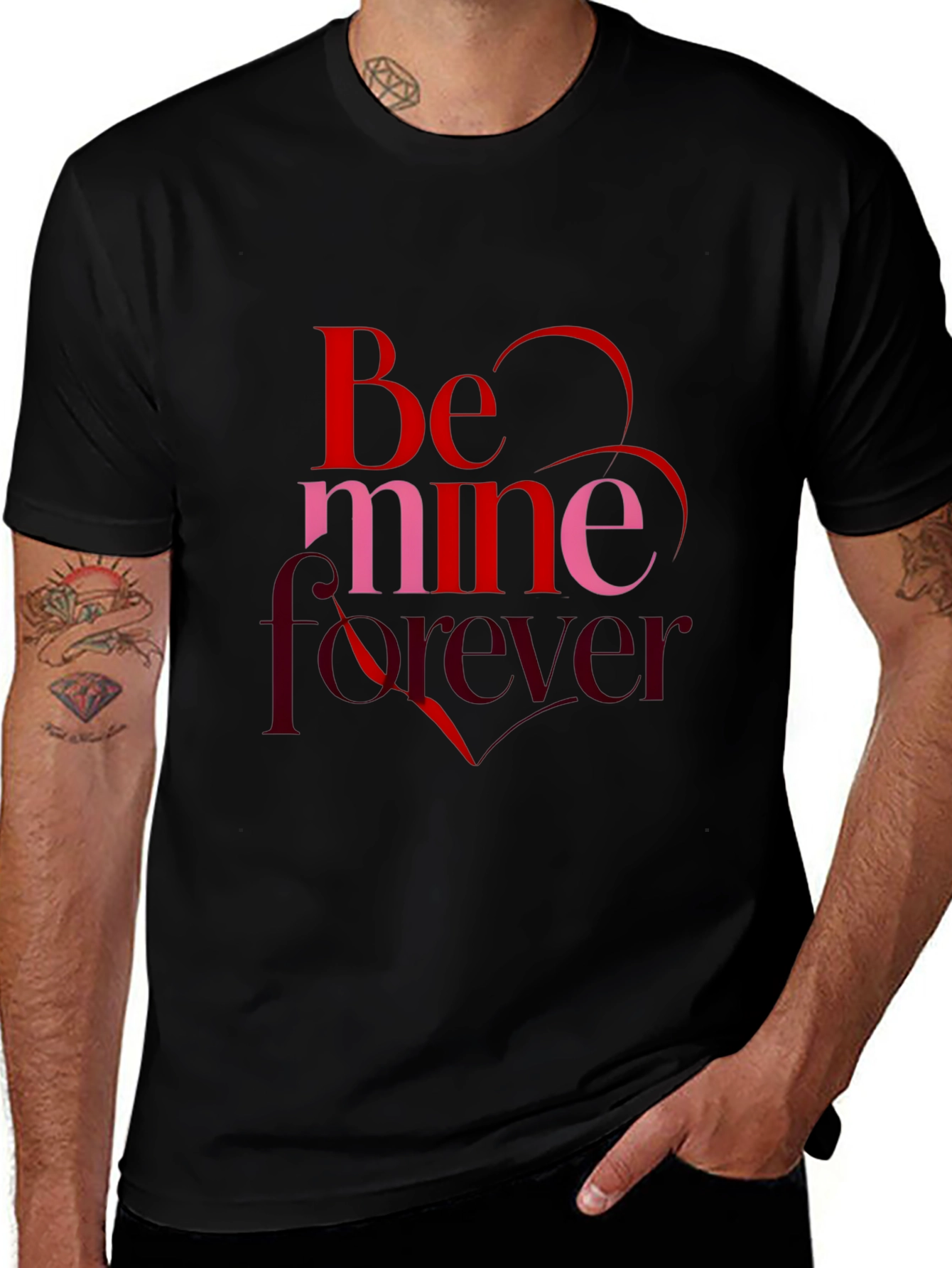 Be Mine Forever Valentines Day Black T-Shirt