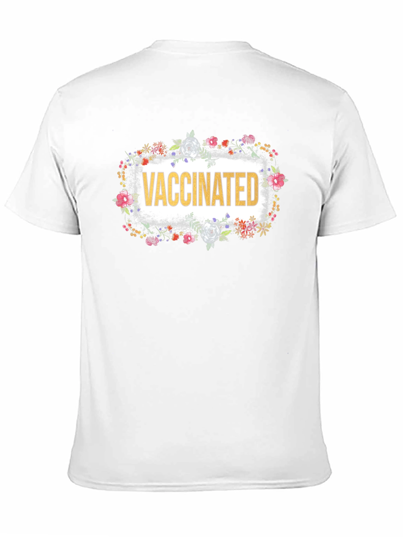 Vaccinated Floral T-Shirt - Black Crew Neck