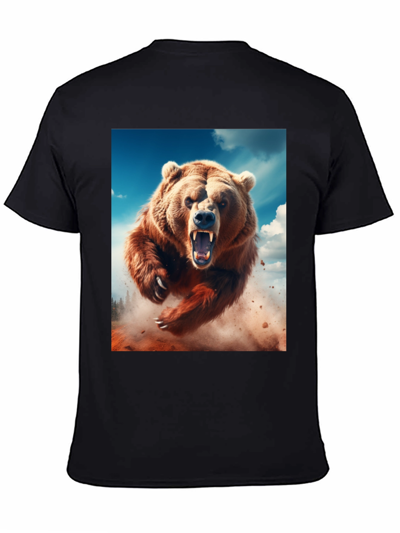 Roaring Bear Graphic Tee - Black Cotton Comfort