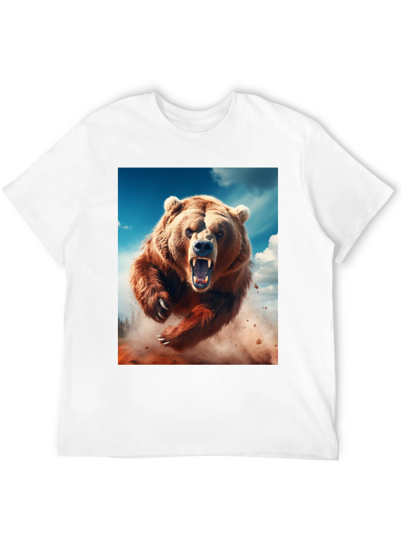 Roaring Bear Graphic Tee - Black Cotton Comfort