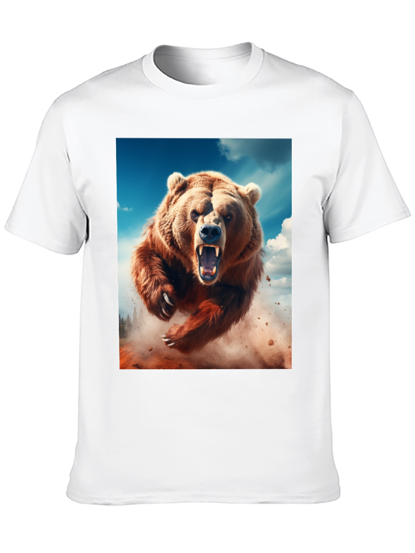 Roaring Bear Graphic Tee - Black Cotton Comfort