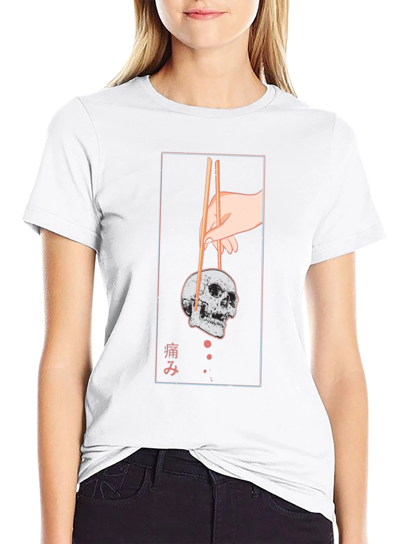 Skull Chopsticks Graphic Tee - Unique Design