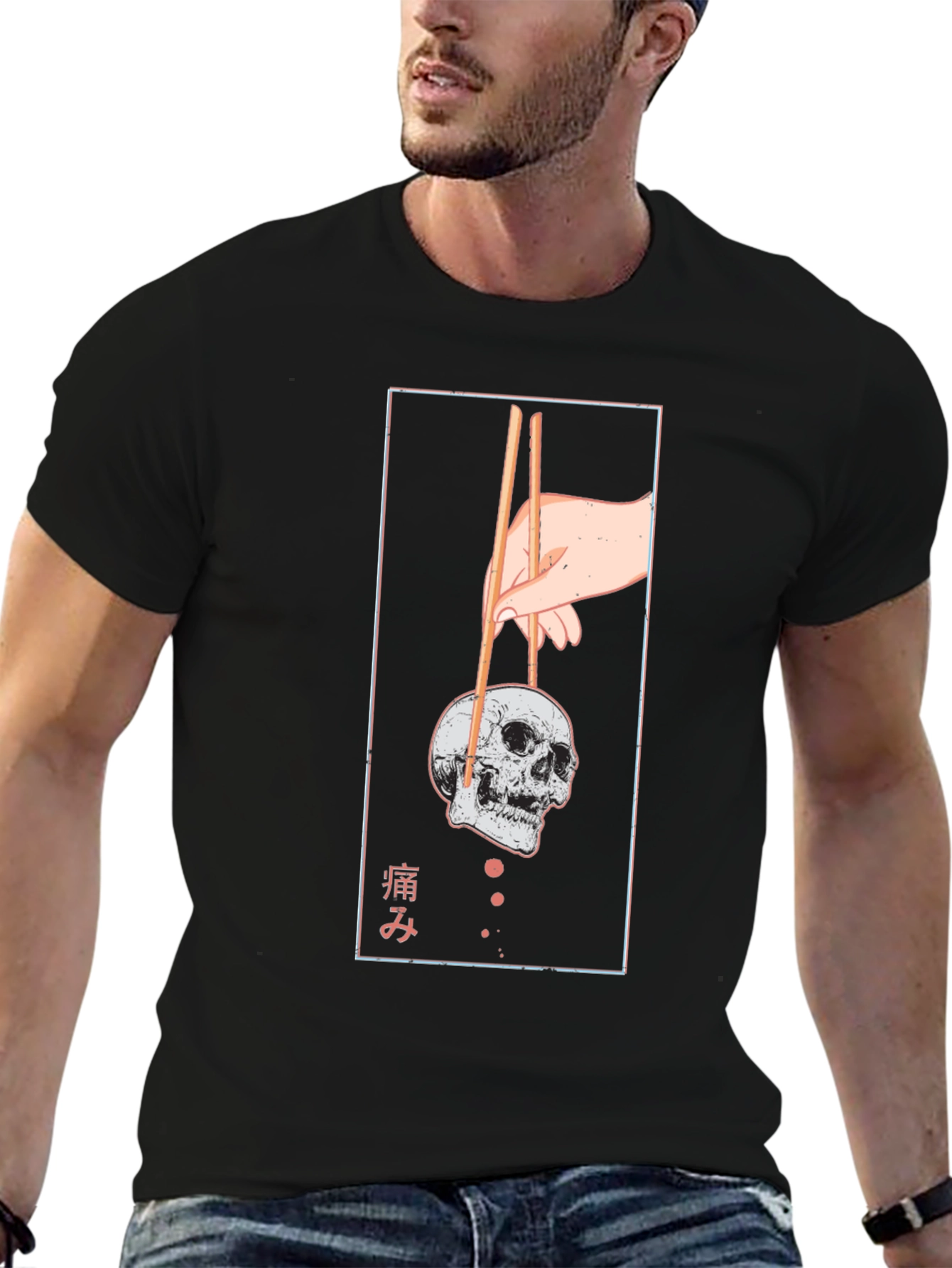 Skull Chopsticks Graphic Tee - Unique Design