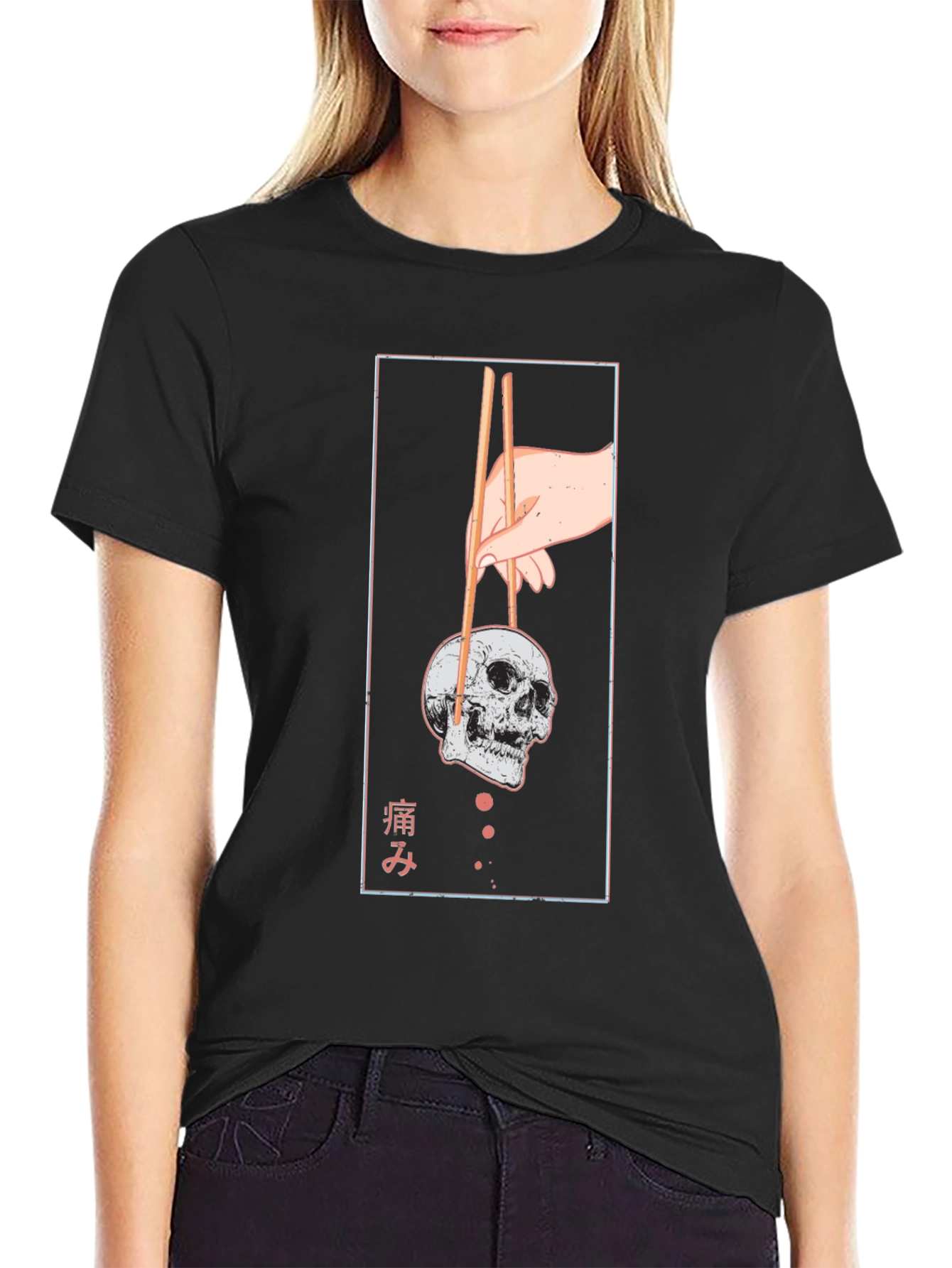 Skull Chopsticks Graphic Tee - Unique Design