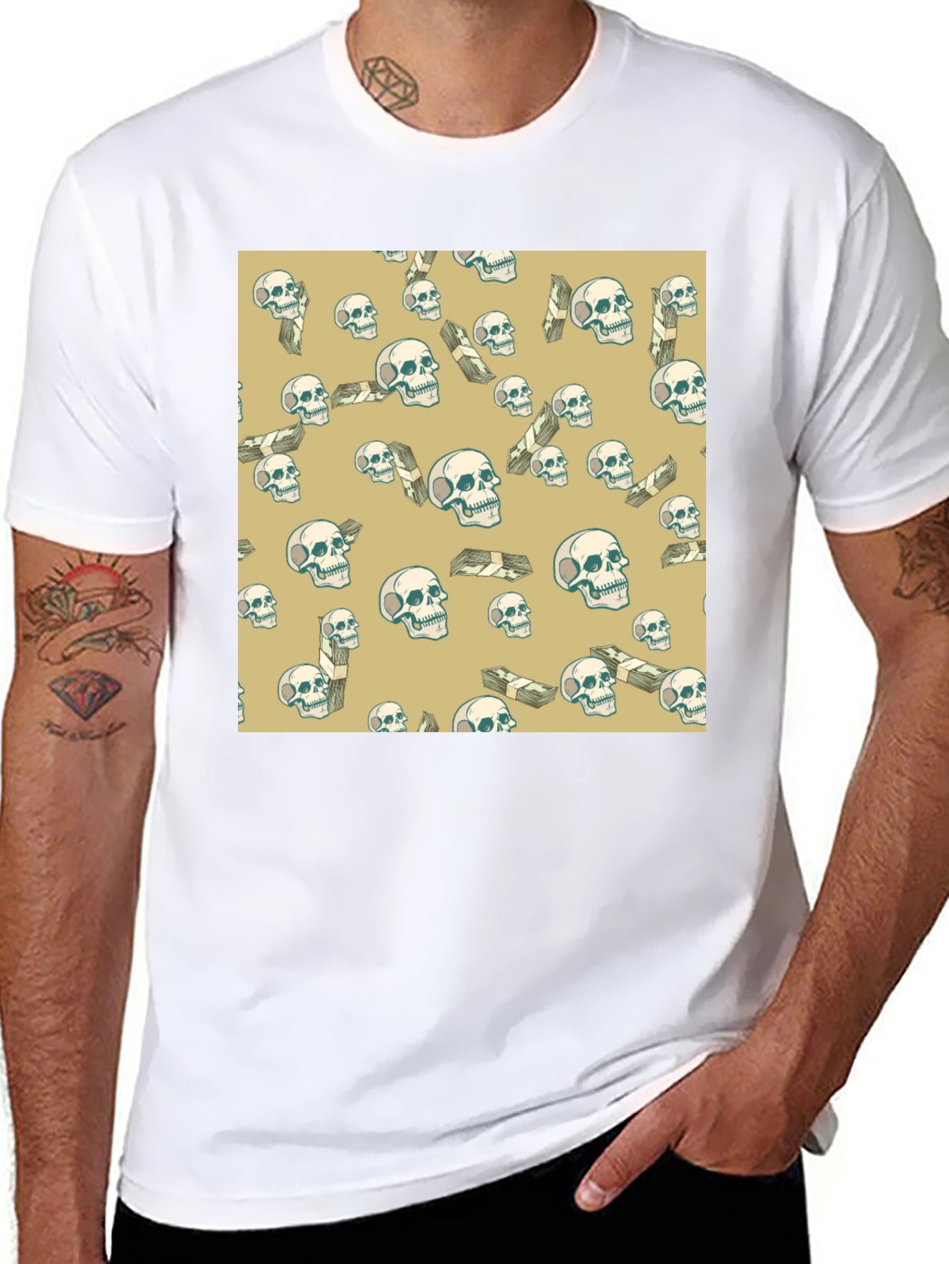 Skull & Money T-Shirt - Mens Graphic Tee