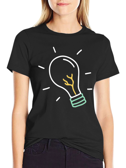 Idea Light Bulb Graphic Tee - Black Cotton T-Shirt