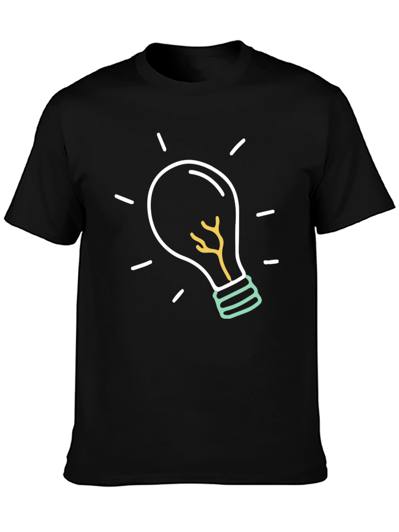 Idea Light Bulb Graphic Tee - Black Cotton T-Shirt