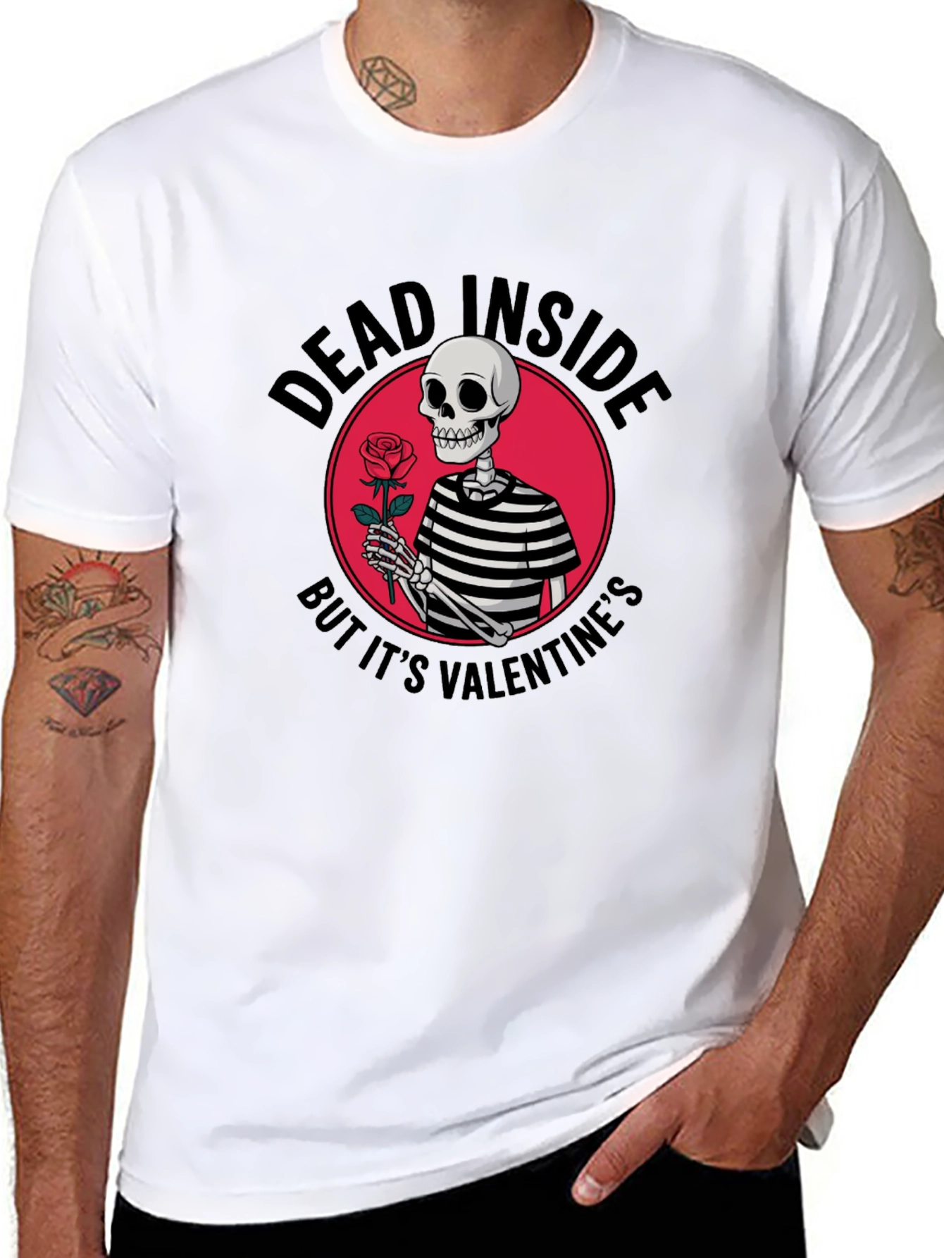 Dead Inside Valentines Day Skeleton T-Shirt