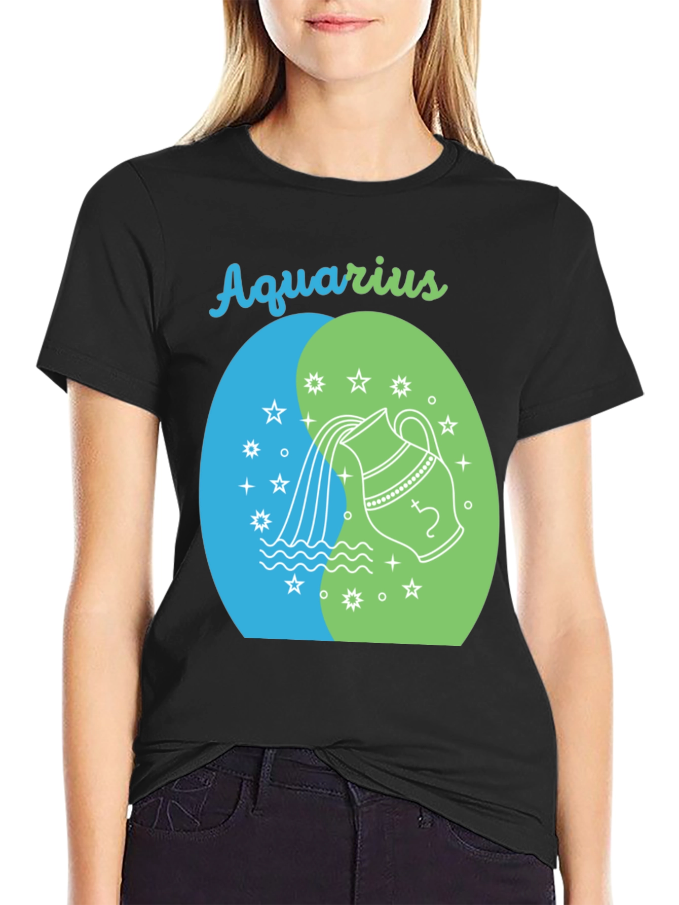 Aquarius Zodiac Black Graphic Tee