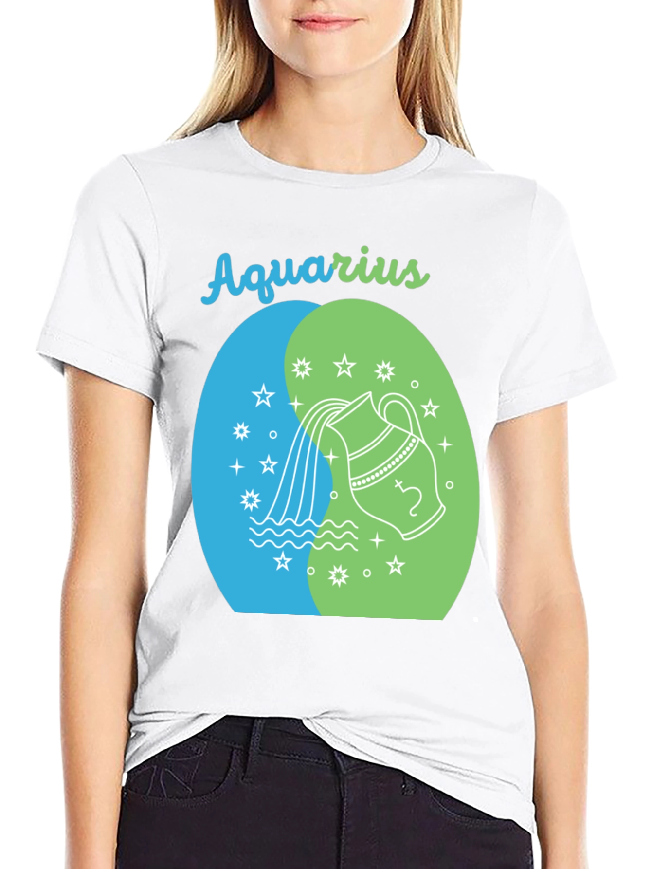 Aquarius Zodiac Black Graphic Tee