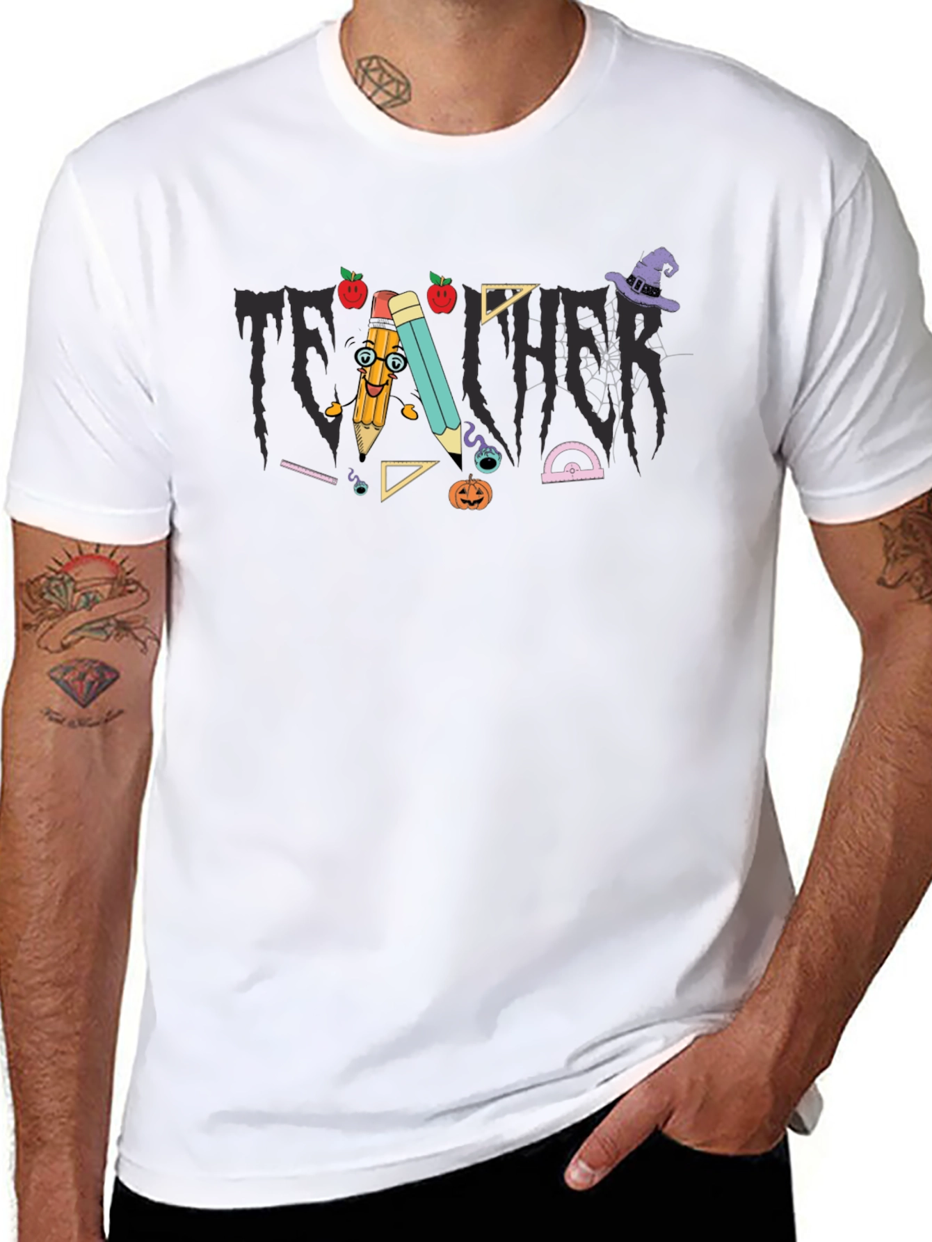 Teacher Halloween Themed Black T-Shirt