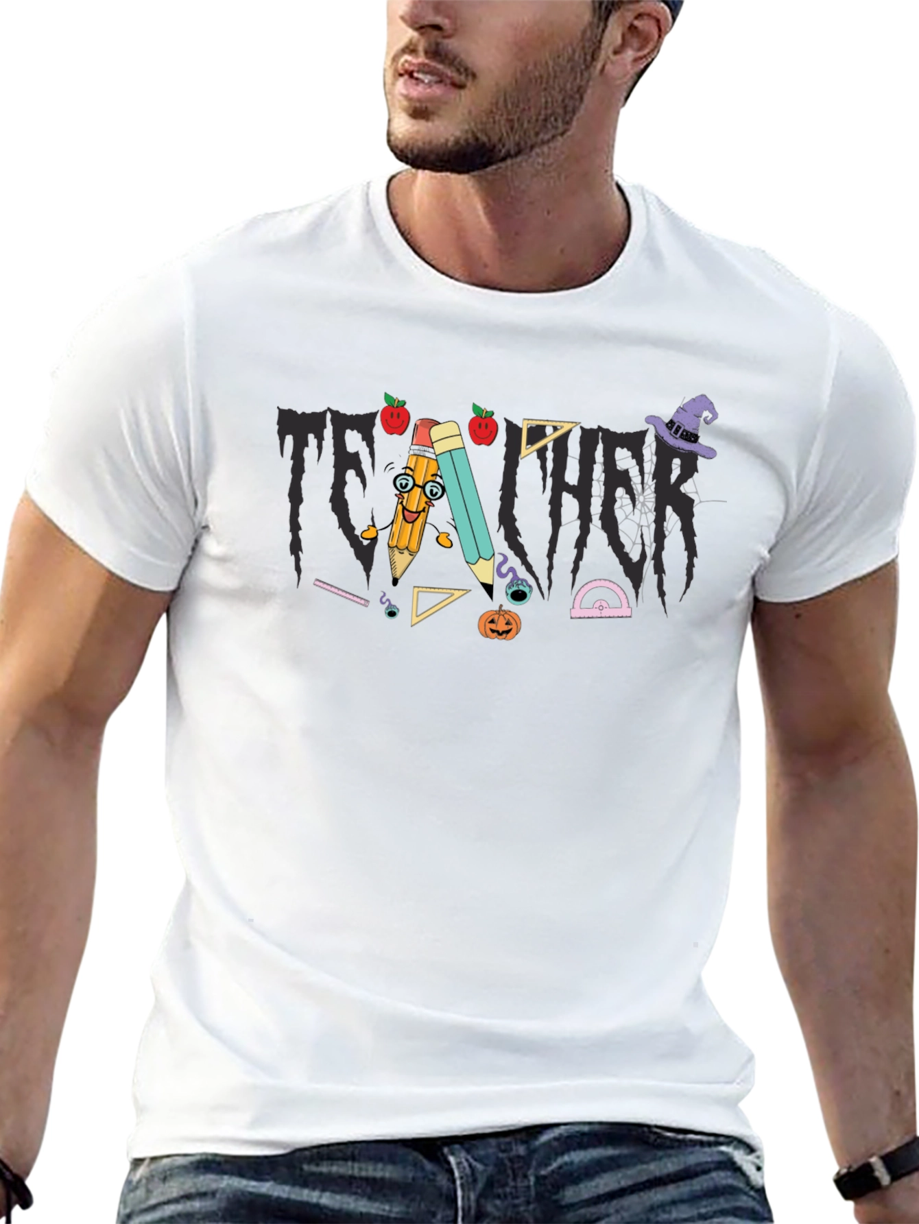 Teacher Halloween Themed Black T-Shirt